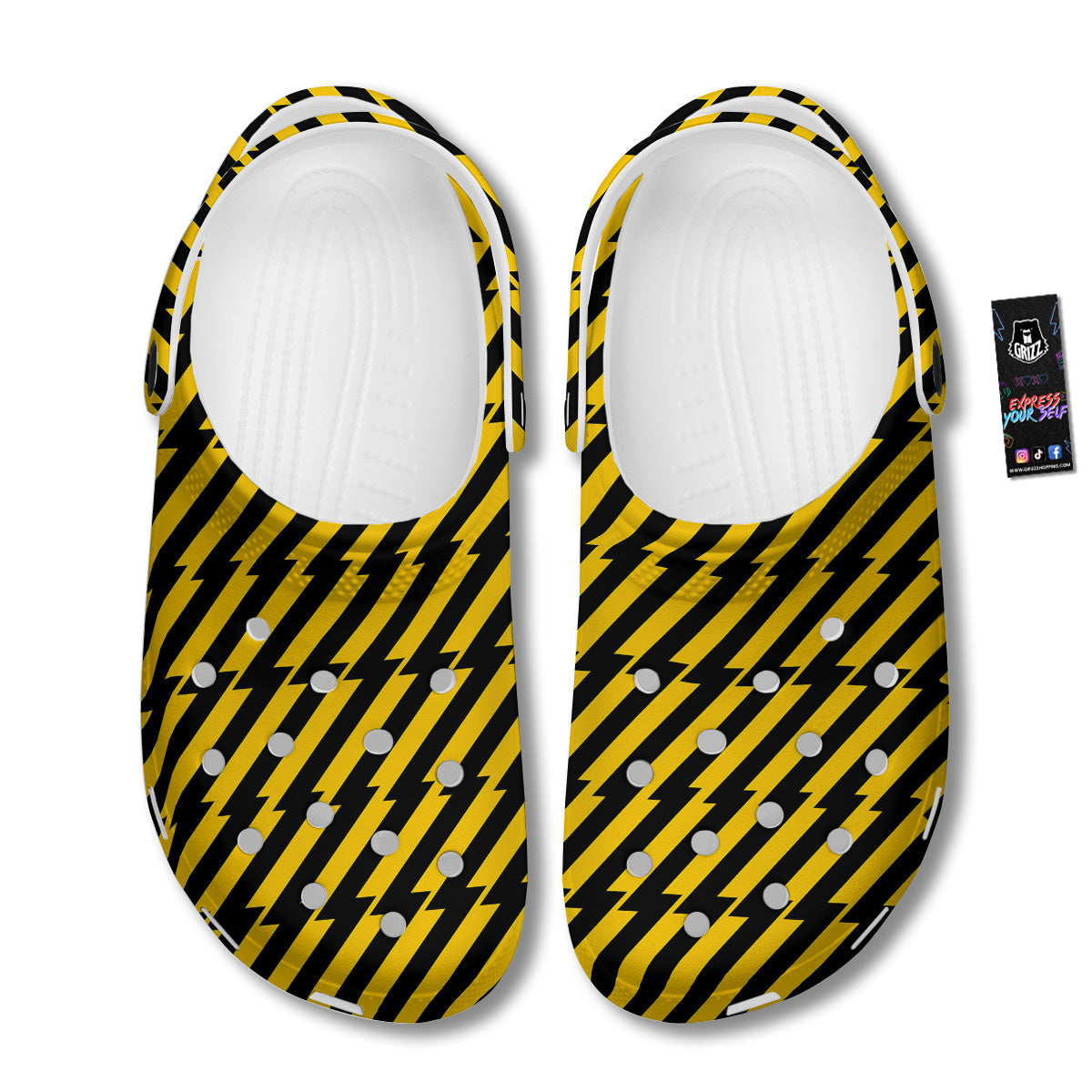 Yellow Lightning Spark Print Pattern Clog-grizzshop