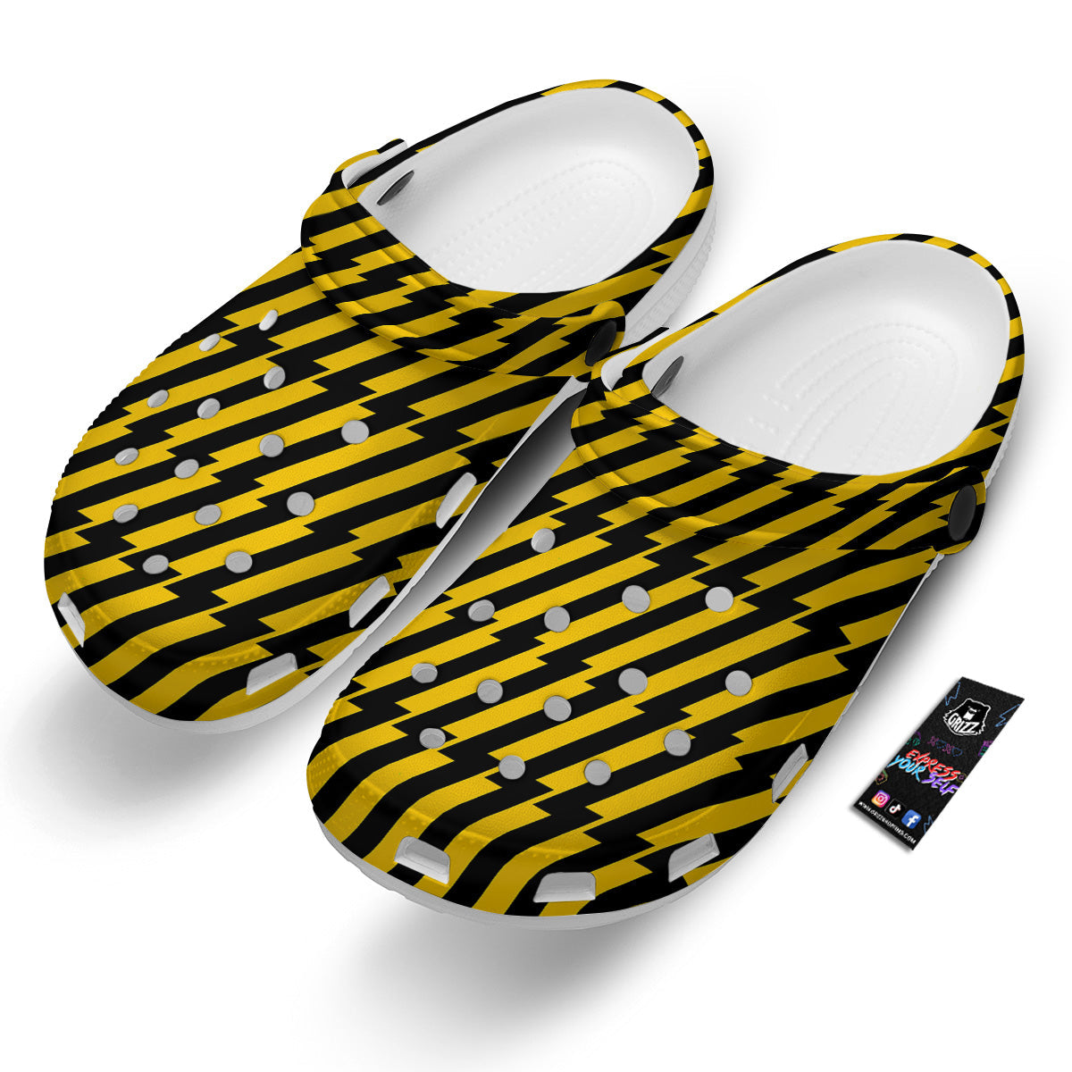 Yellow Lightning Spark Print Pattern Clog-grizzshop