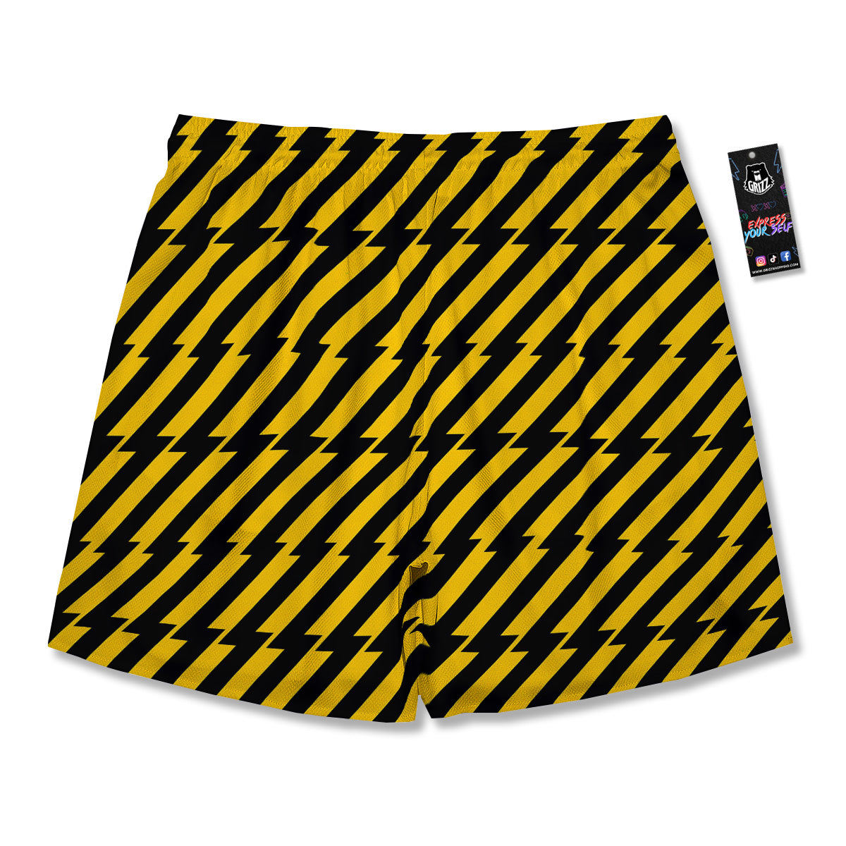 Yellow Lightning Spark Print Pattern Men's Running Shorts-grizzshop