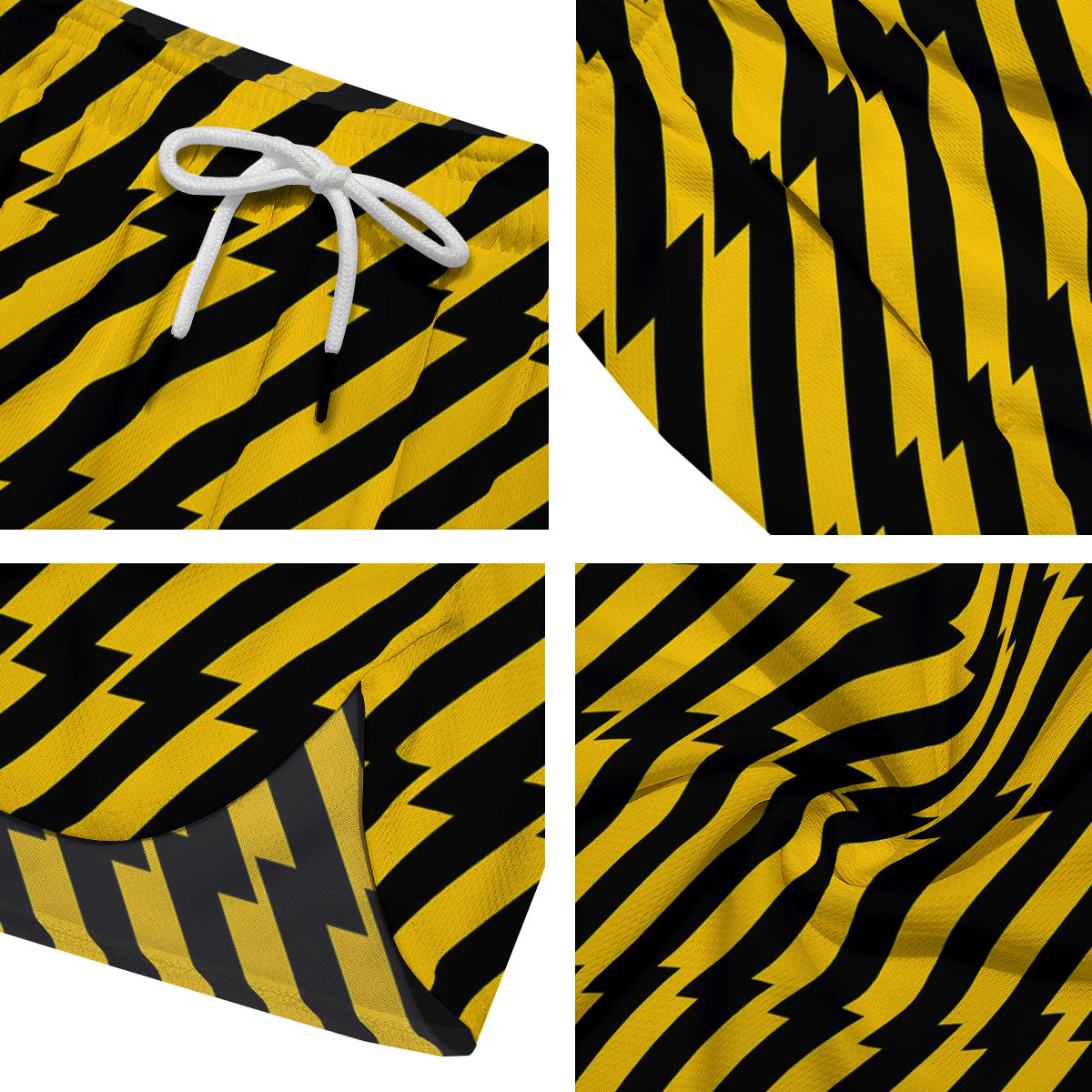 Yellow Lightning Spark Print Pattern Men's Running Shorts-grizzshop
