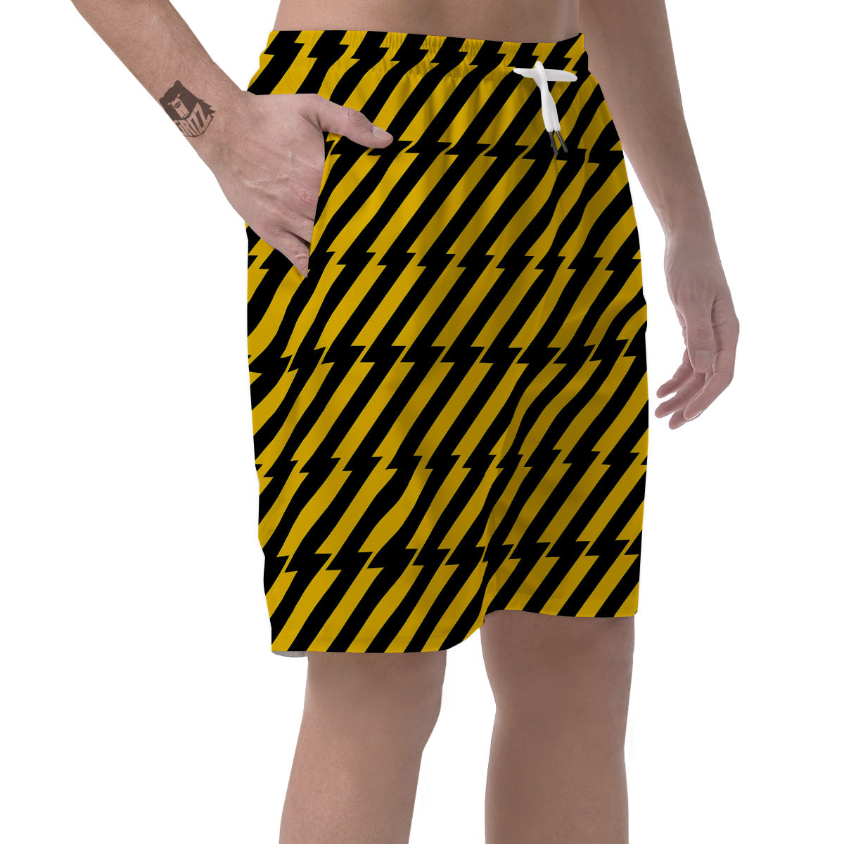Yellow Lightning Spark Print Pattern Men's Shorts-grizzshop