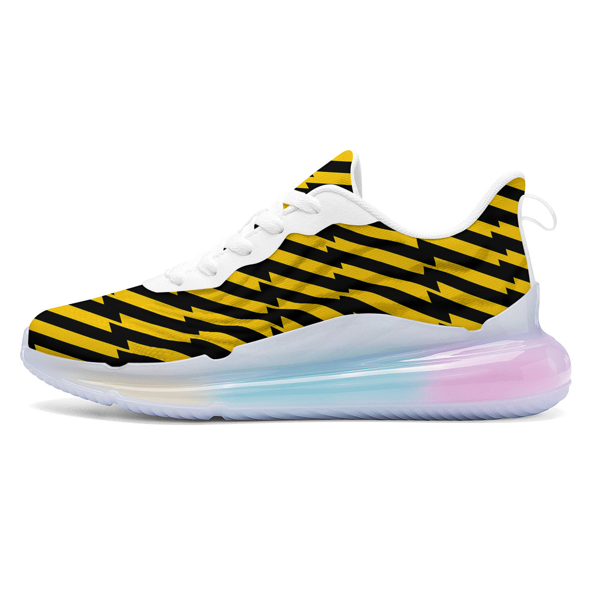 Yellow Lightning Spark Print Pattern Running Sneakers-grizzshop