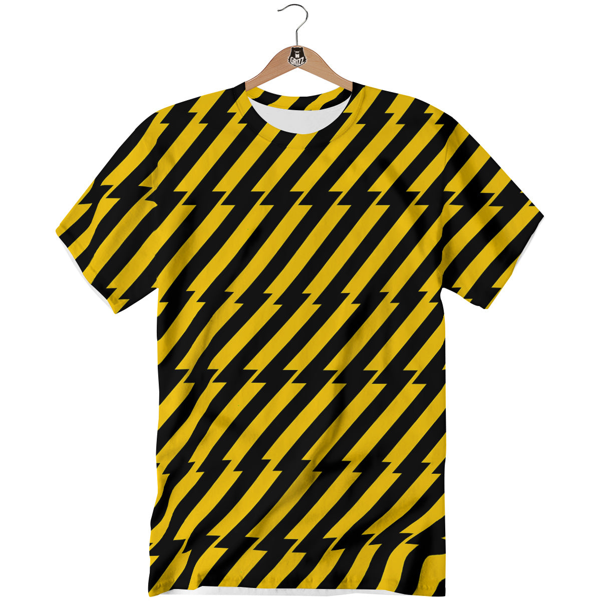 Yellow Lightning Spark Print Pattern T-Shirt-grizzshop
