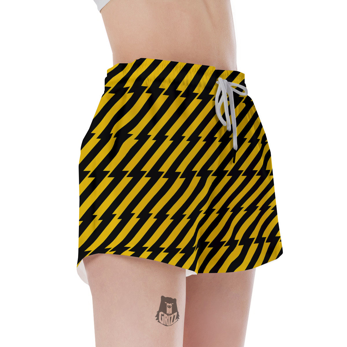 Yellow Lightning Spark Print Pattern Women's Shorts-grizzshop