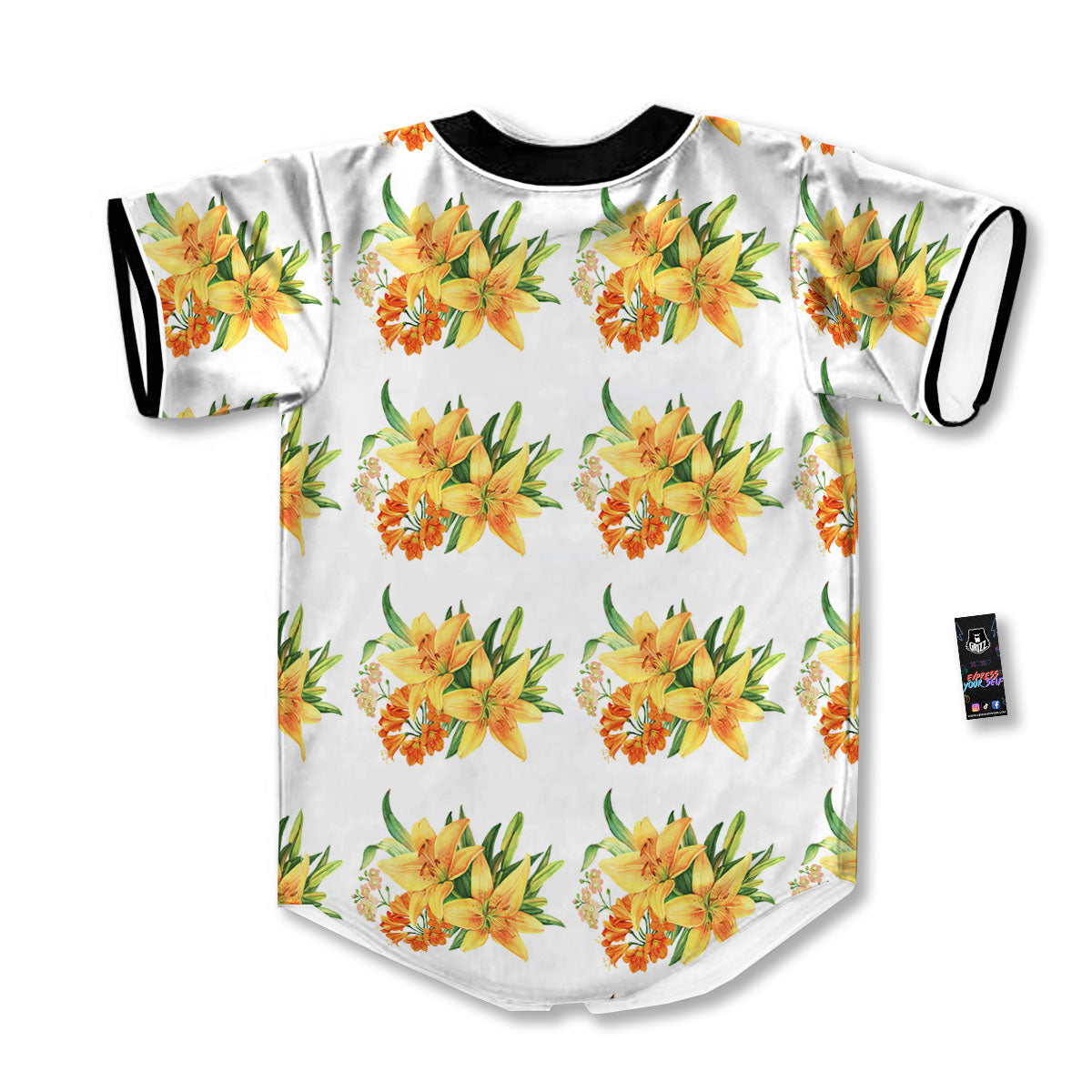 Yellow Lily Watercolor Print Pattern Baseball Jersey-grizzshop