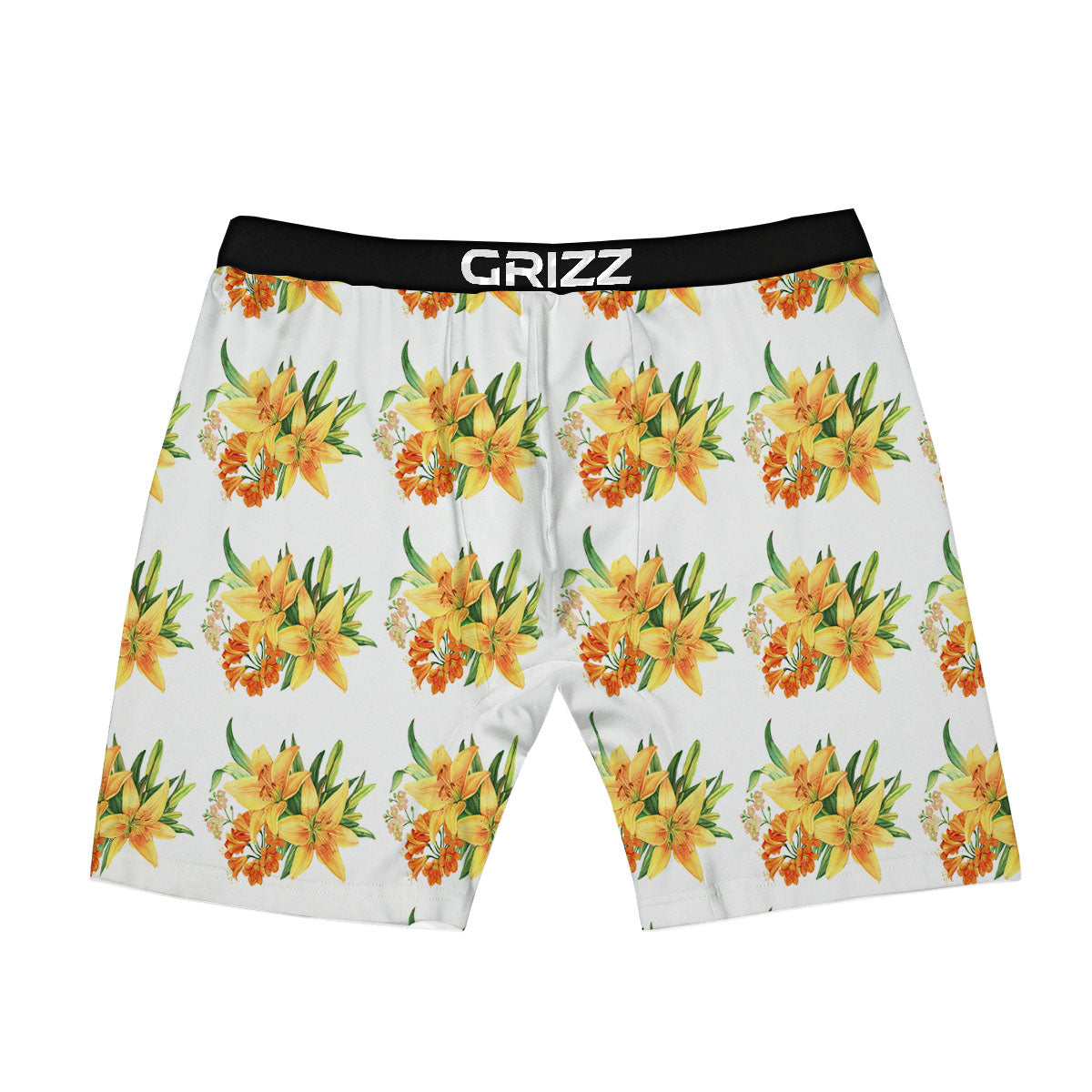 Yellow Lily Watercolor Print Pattern Boxer Briefs-grizzshop