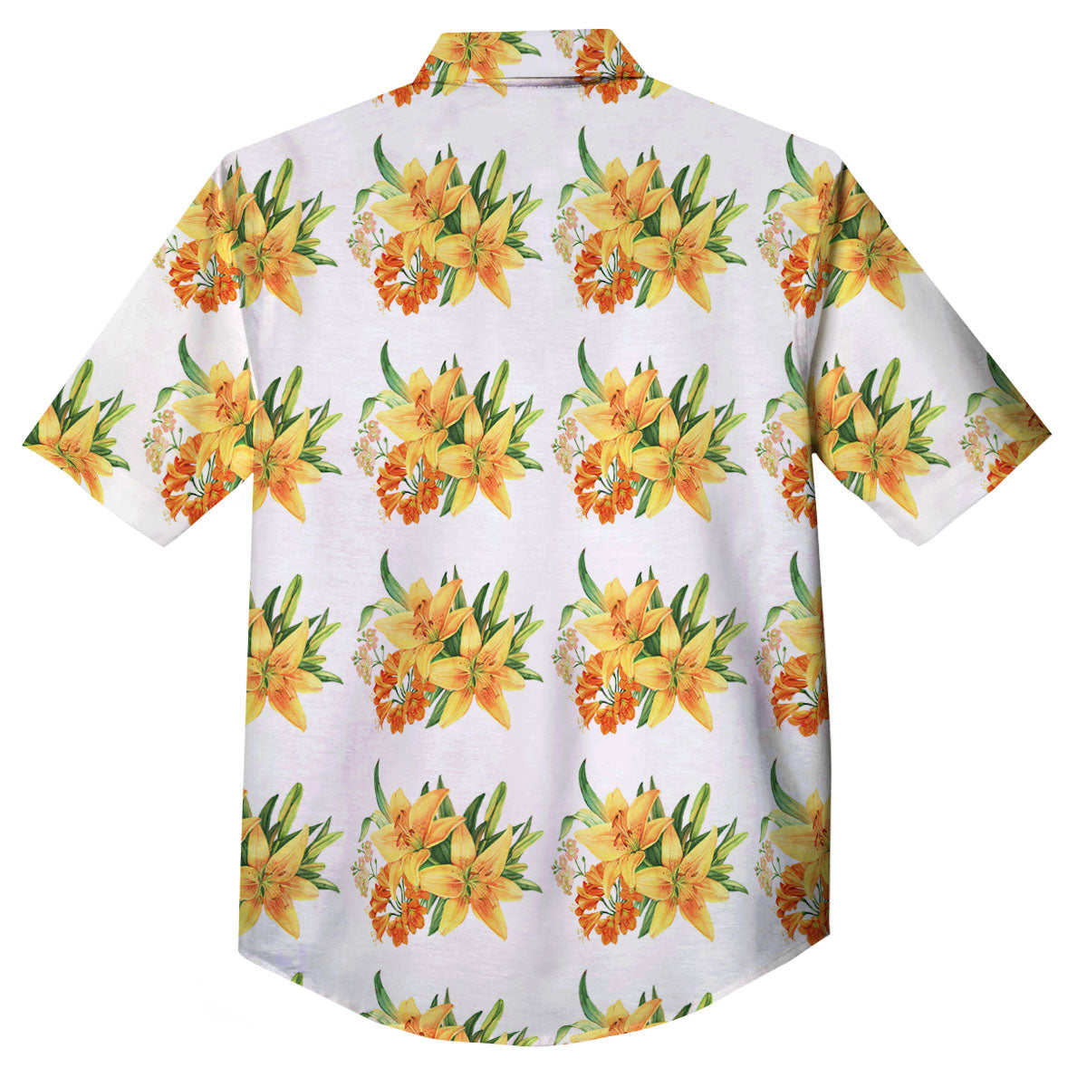 Yellow Lily Watercolor Print Pattern Button Up Shirt-grizzshop