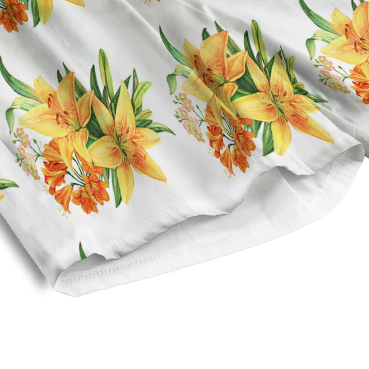 Yellow Lily Watercolor Print Pattern Men's Athletic Shorts