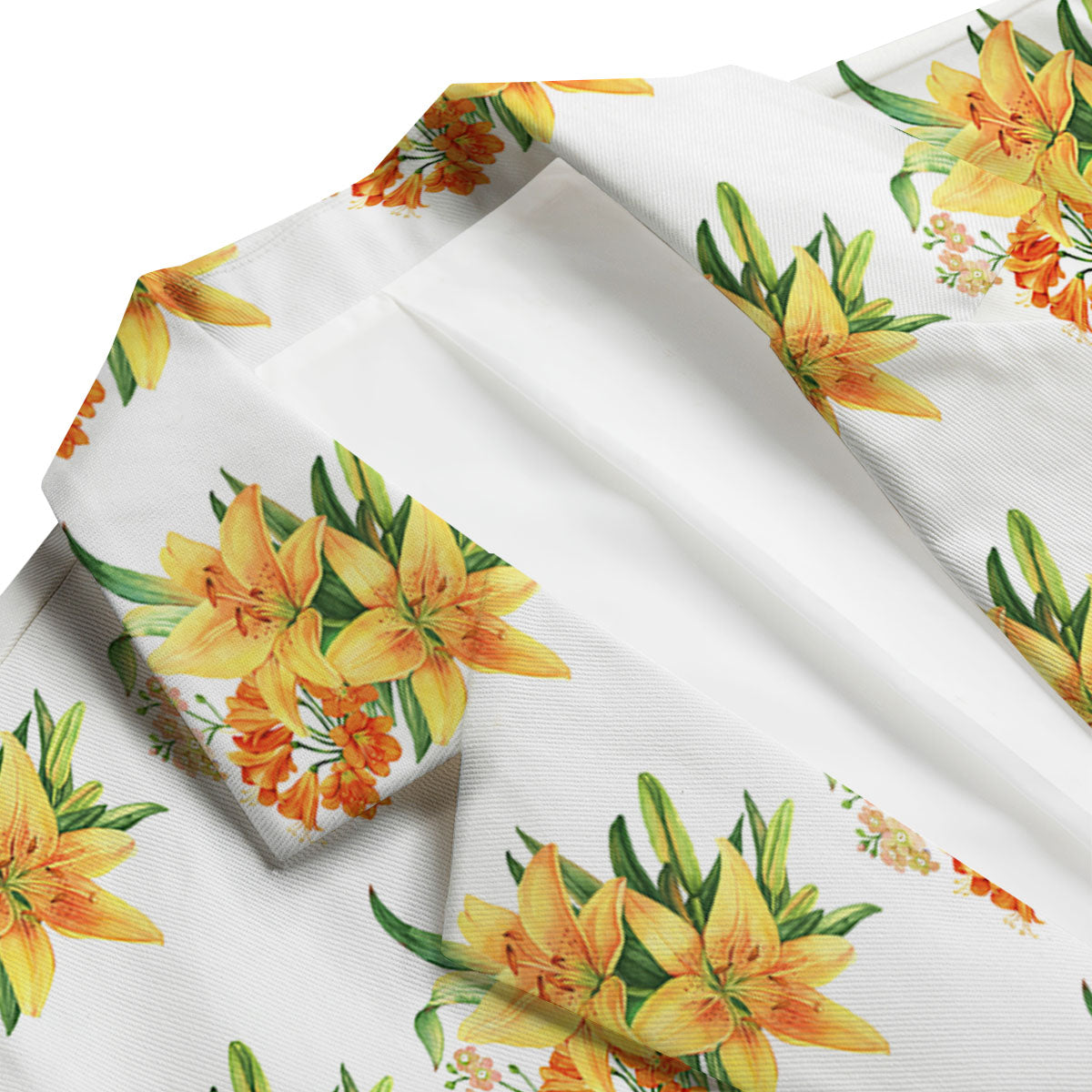 Yellow Lily Watercolor Print Pattern Men's Blazer-grizzshop