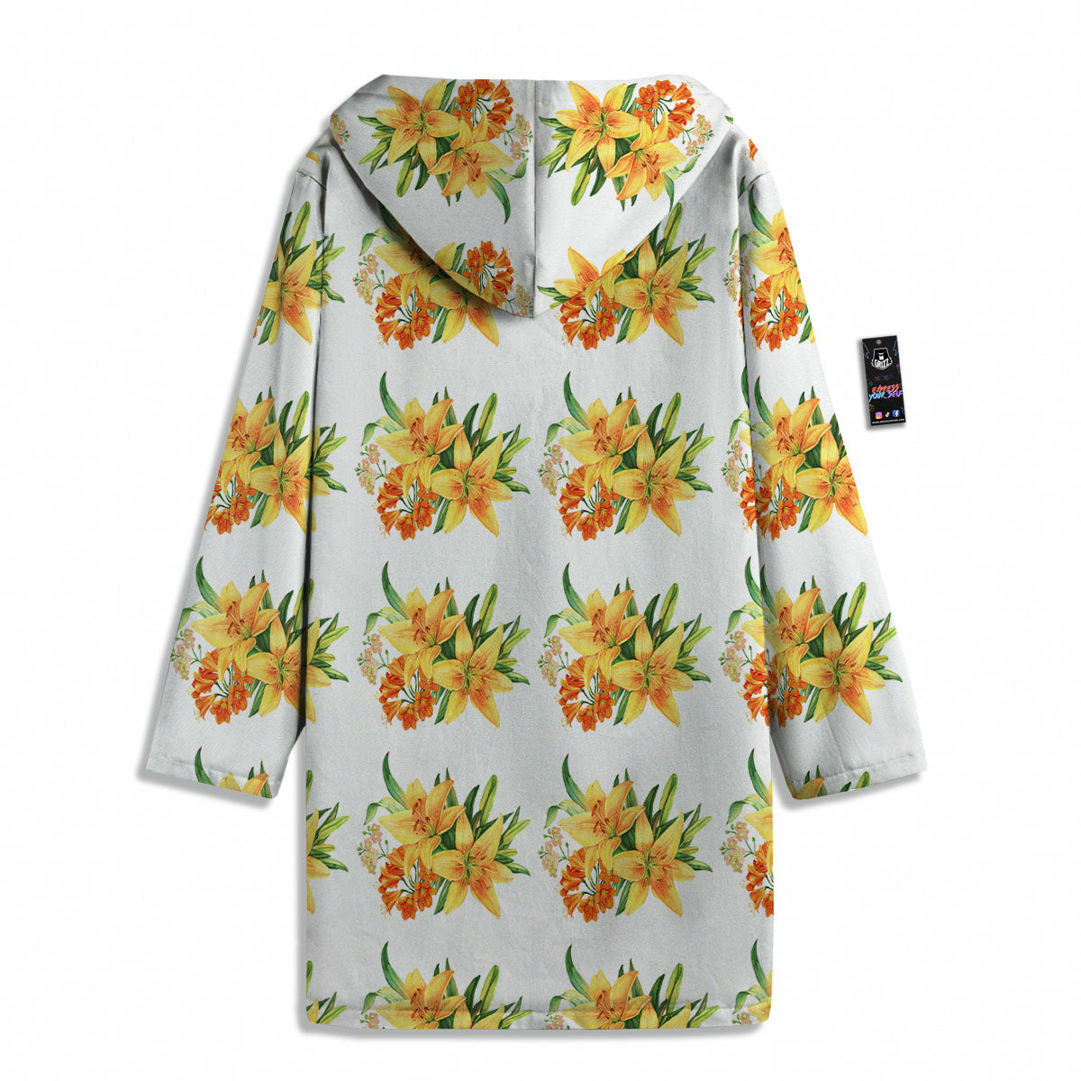 Yellow Lily Watercolor Print Pattern Men's Windbreaker Jacket-grizzshop
