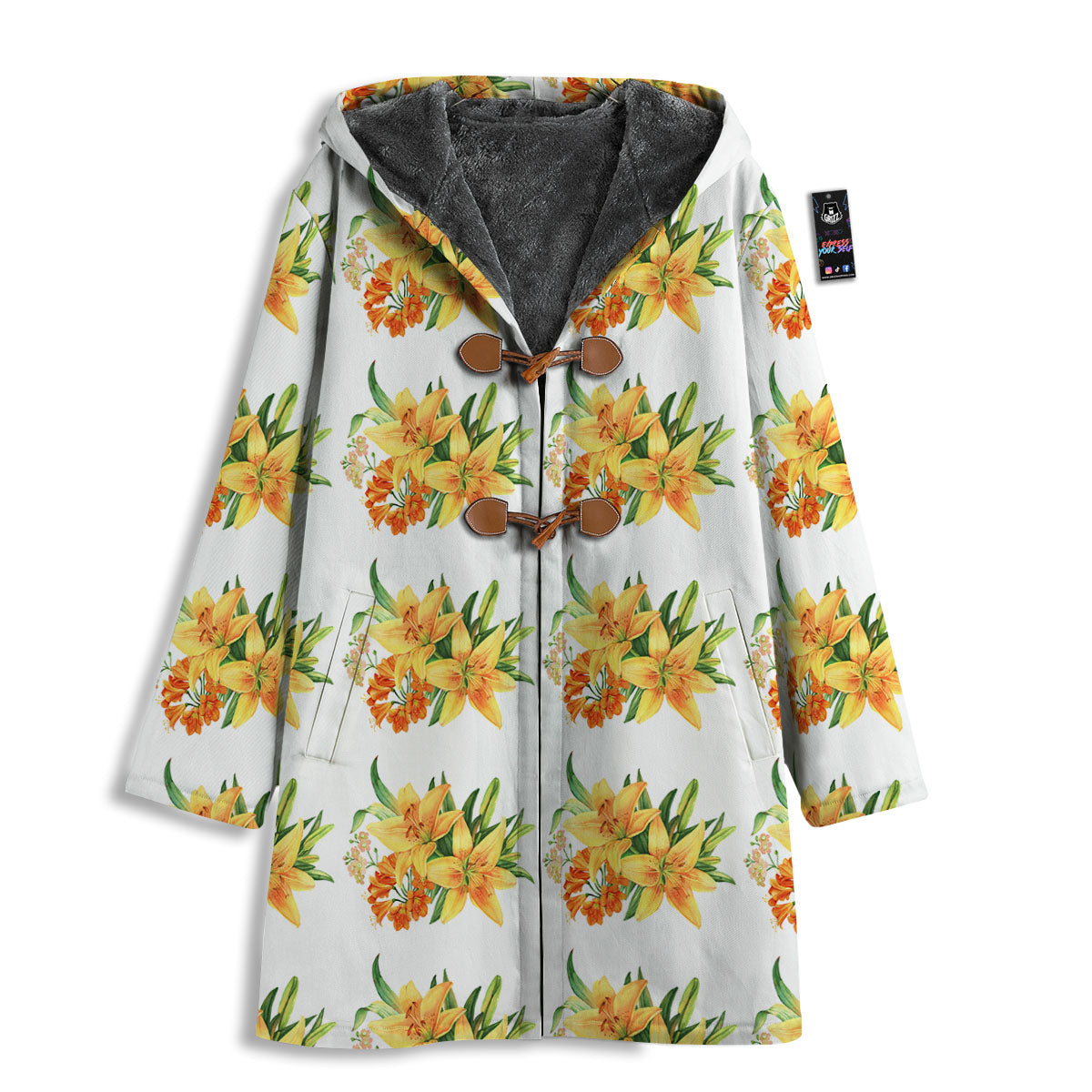 Yellow Lily Watercolor Print Pattern Men's Windbreaker Jacket-grizzshop