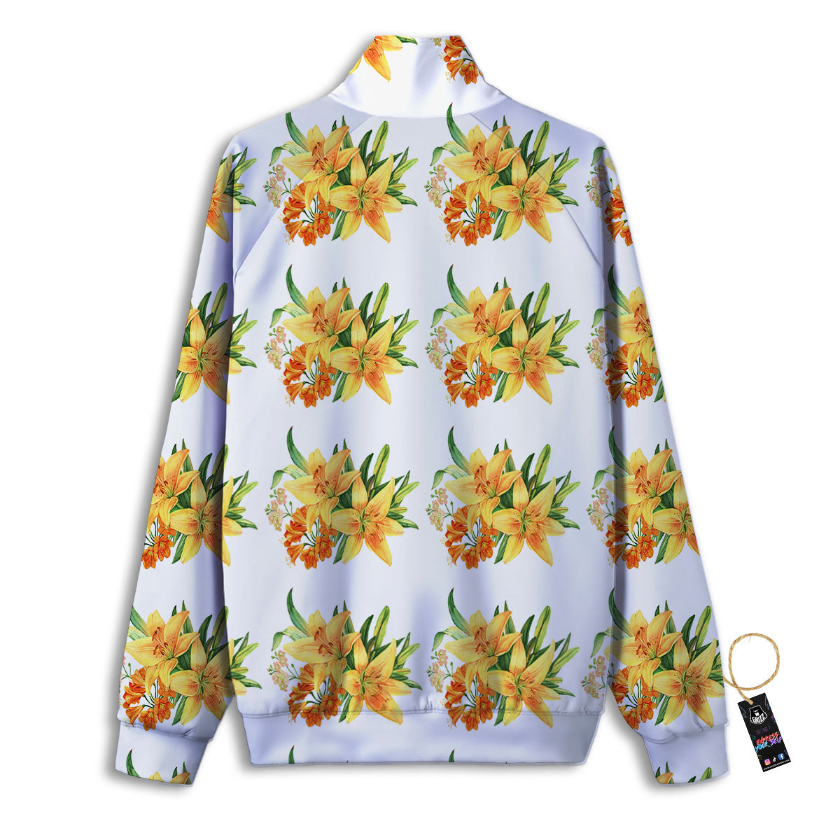 Yellow Lily Watercolor Print Pattern Track Jacket-grizzshop