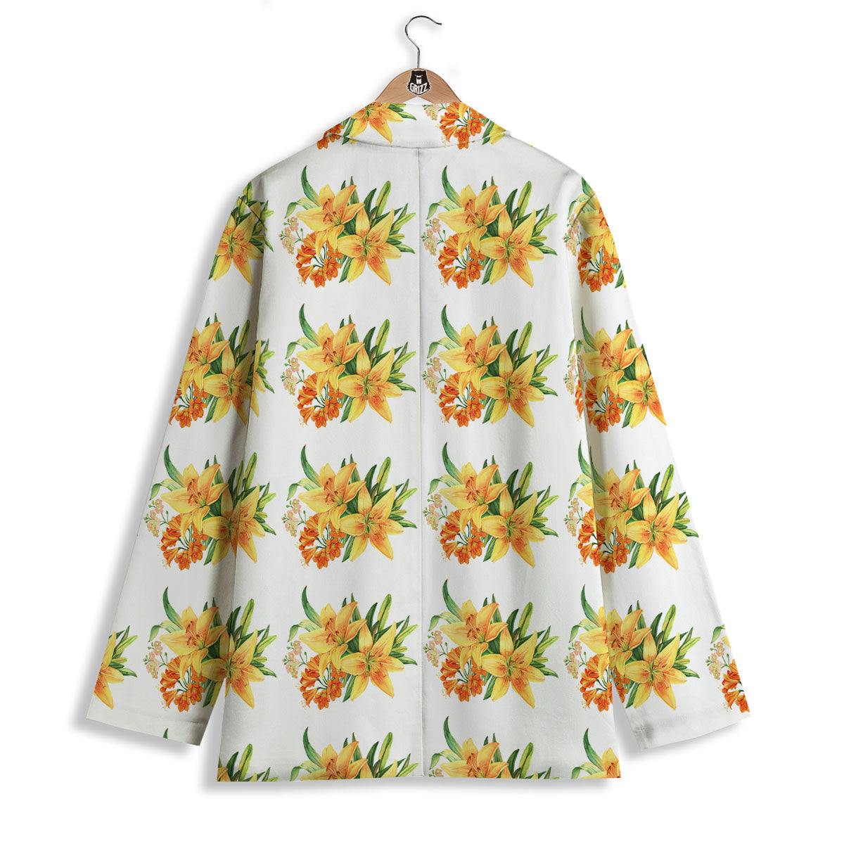 Yellow Lily Watercolor Print Pattern Women's Blazer-grizzshop
