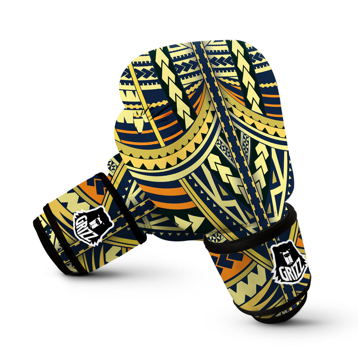 Yellow Maori Tribal Boxing Gloves-grizzshop