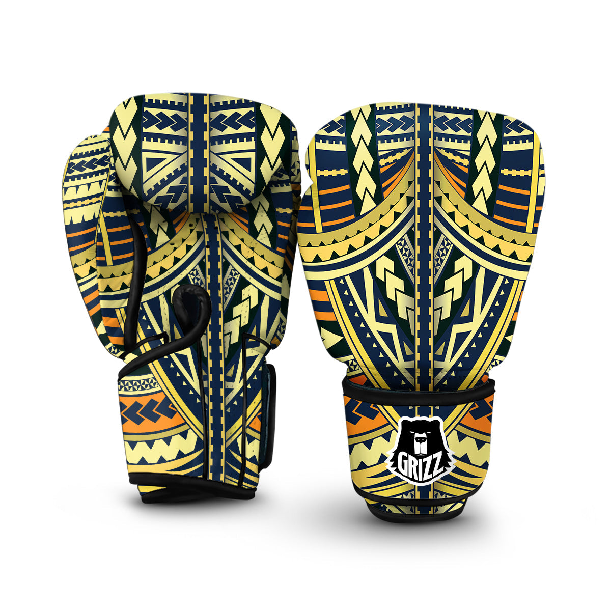 Yellow Maori Tribal Boxing Gloves-grizzshop