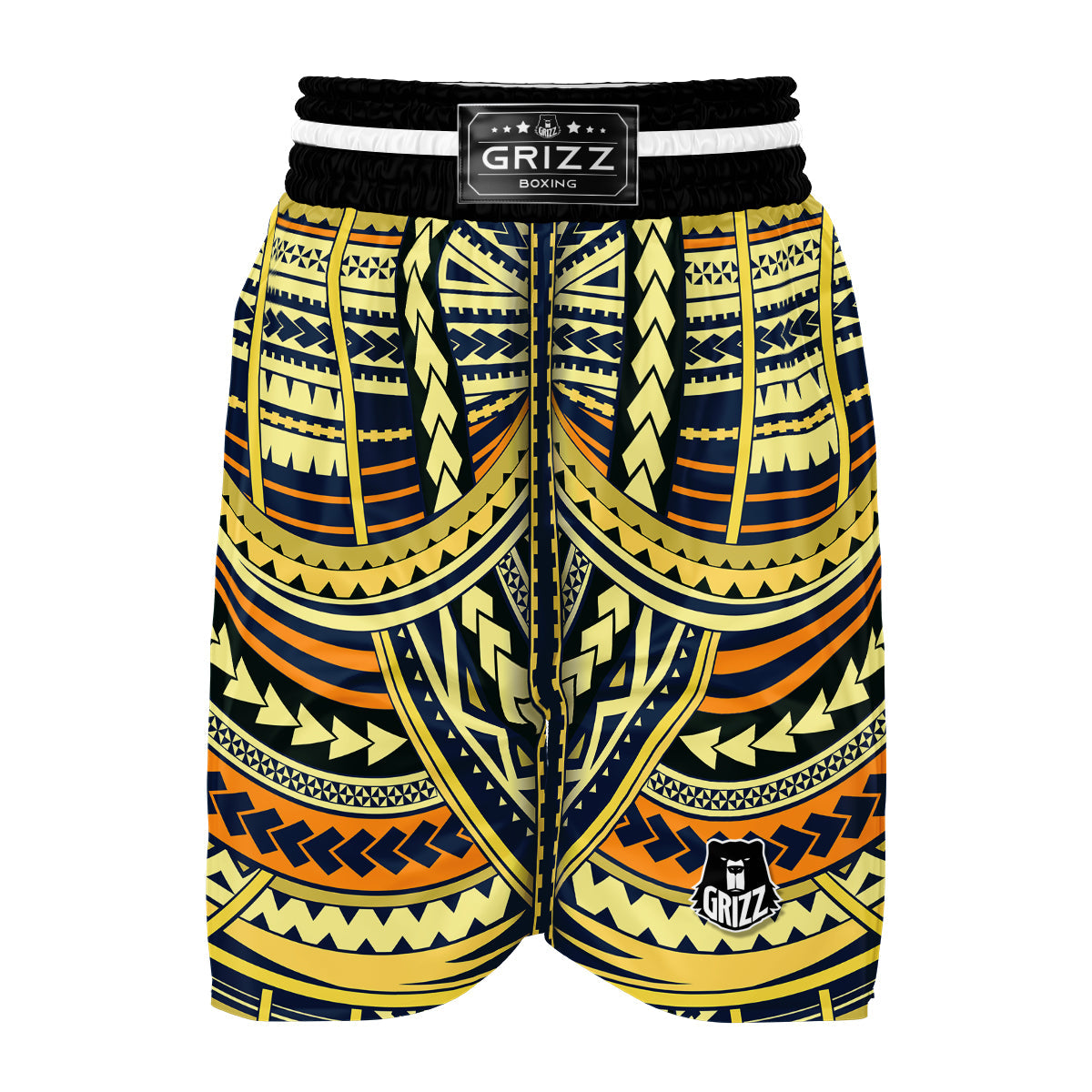 Yellow Maori Tribal Boxing Shorts-grizzshop