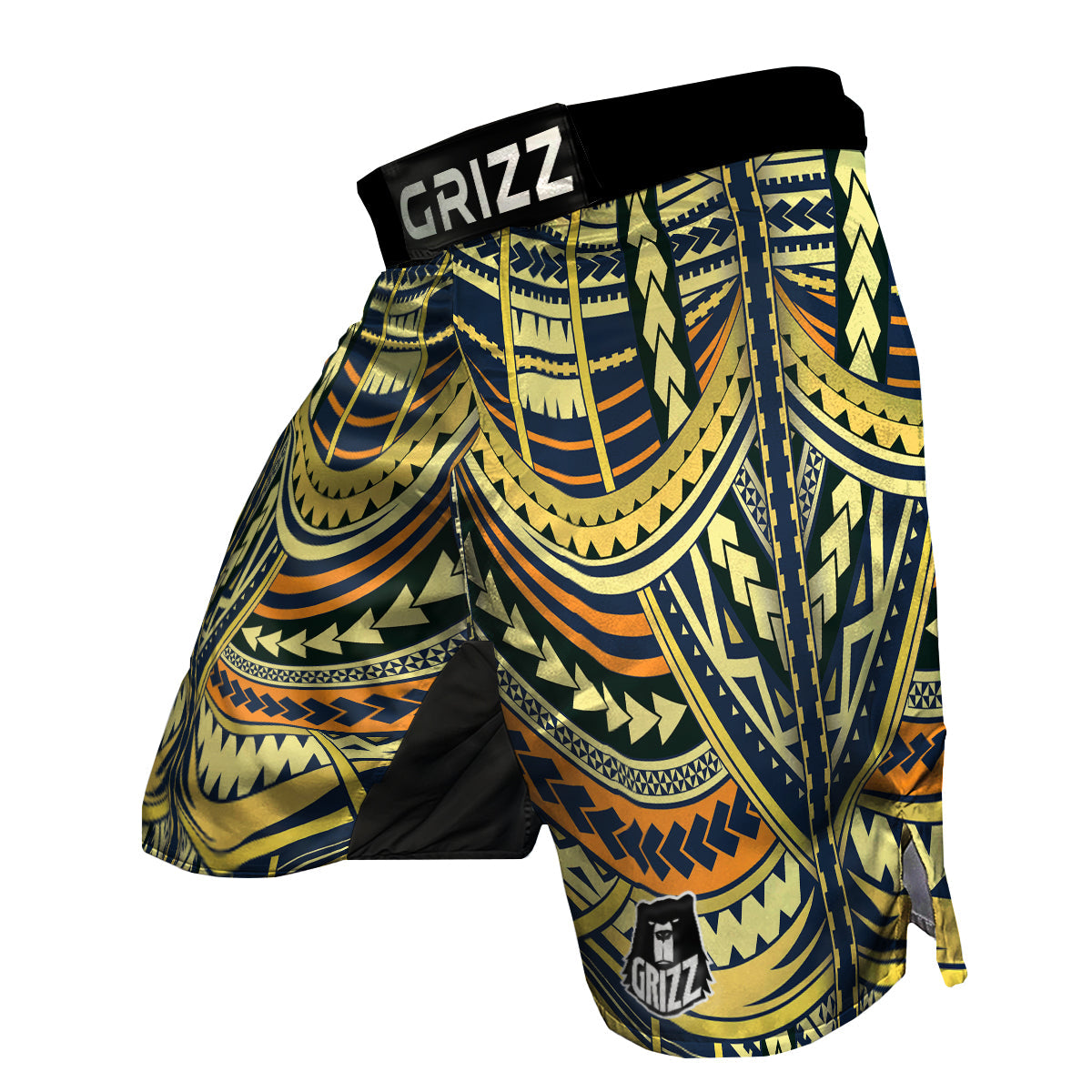 Yellow Maori Tribal MMA Shorts-grizzshop