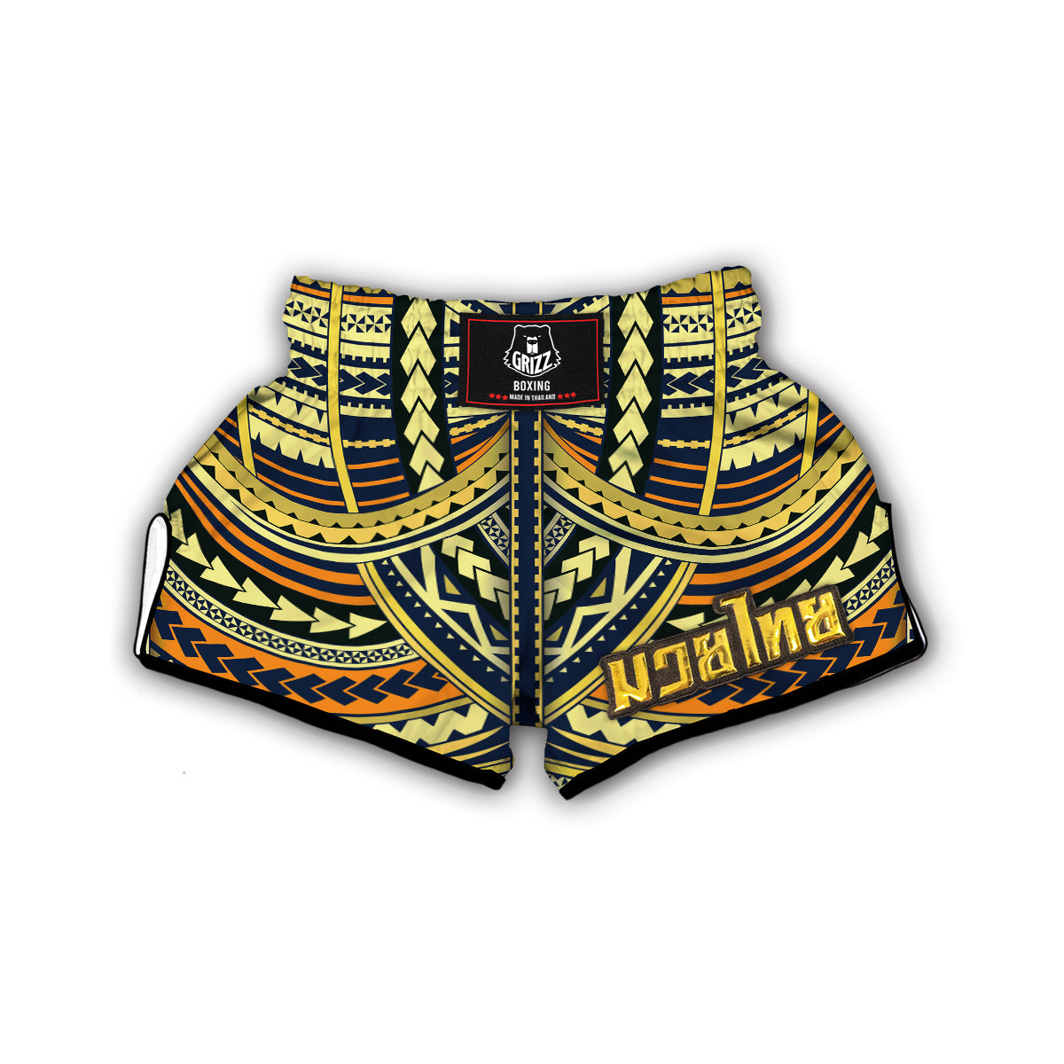 Yellow Maori Tribal Muay Thai Boxing Shorts-grizzshop