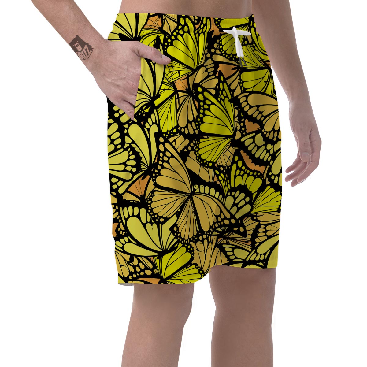 Yellow Monarch Butterfly Men's Shorts-grizzshop