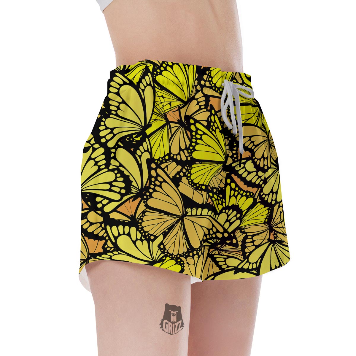 Yellow Monarch Butterfly Women's Shorts-grizzshop