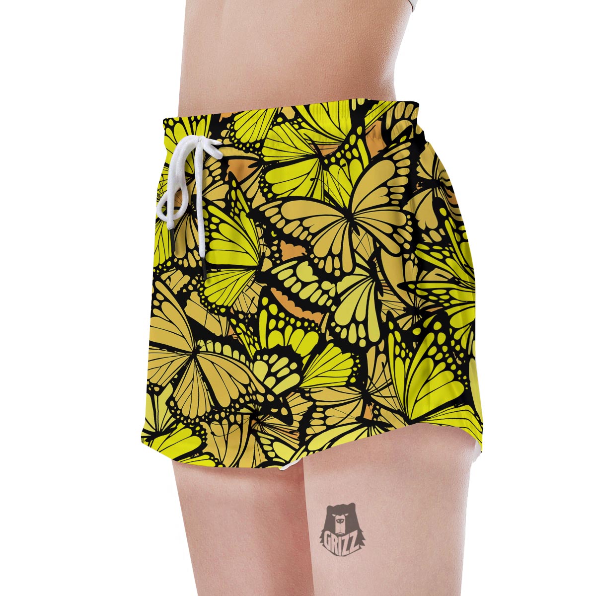 Yellow Monarch Butterfly Women's Shorts-grizzshop