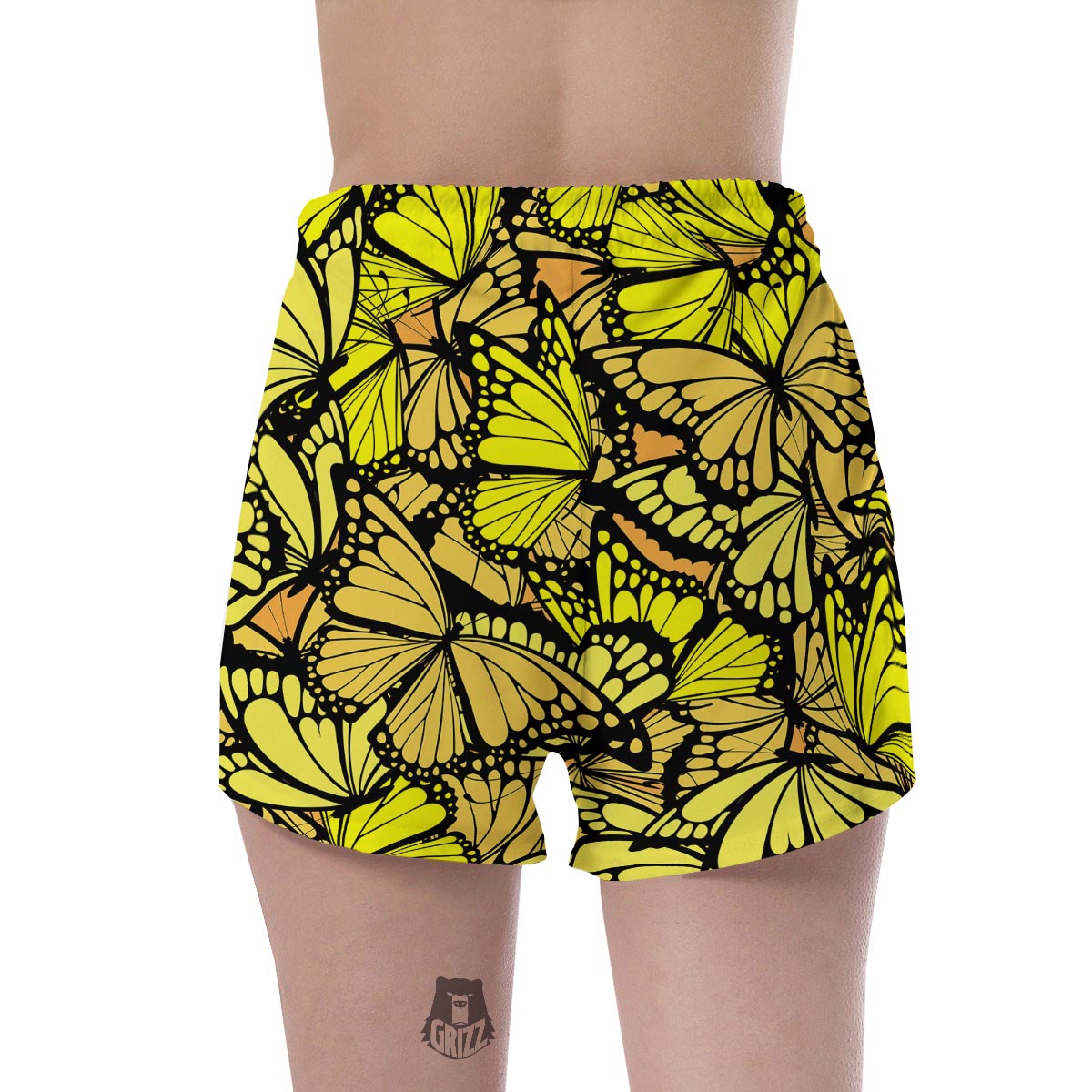 Yellow Monarch Butterfly Women's Shorts-grizzshop