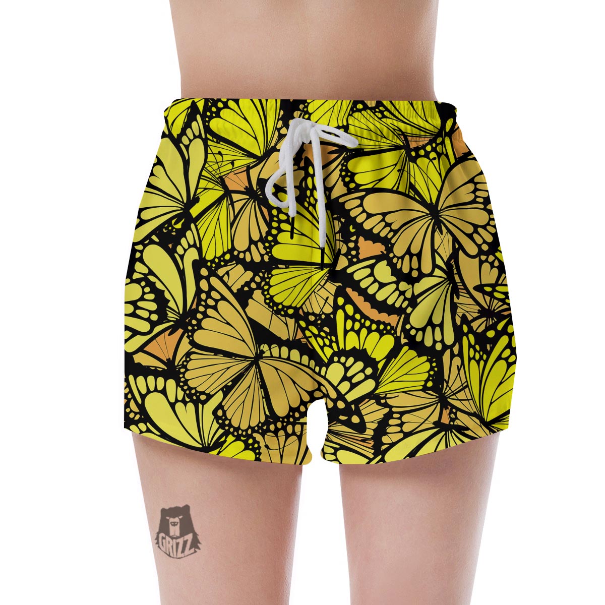Yellow Monarch Butterfly Women's Shorts-grizzshop