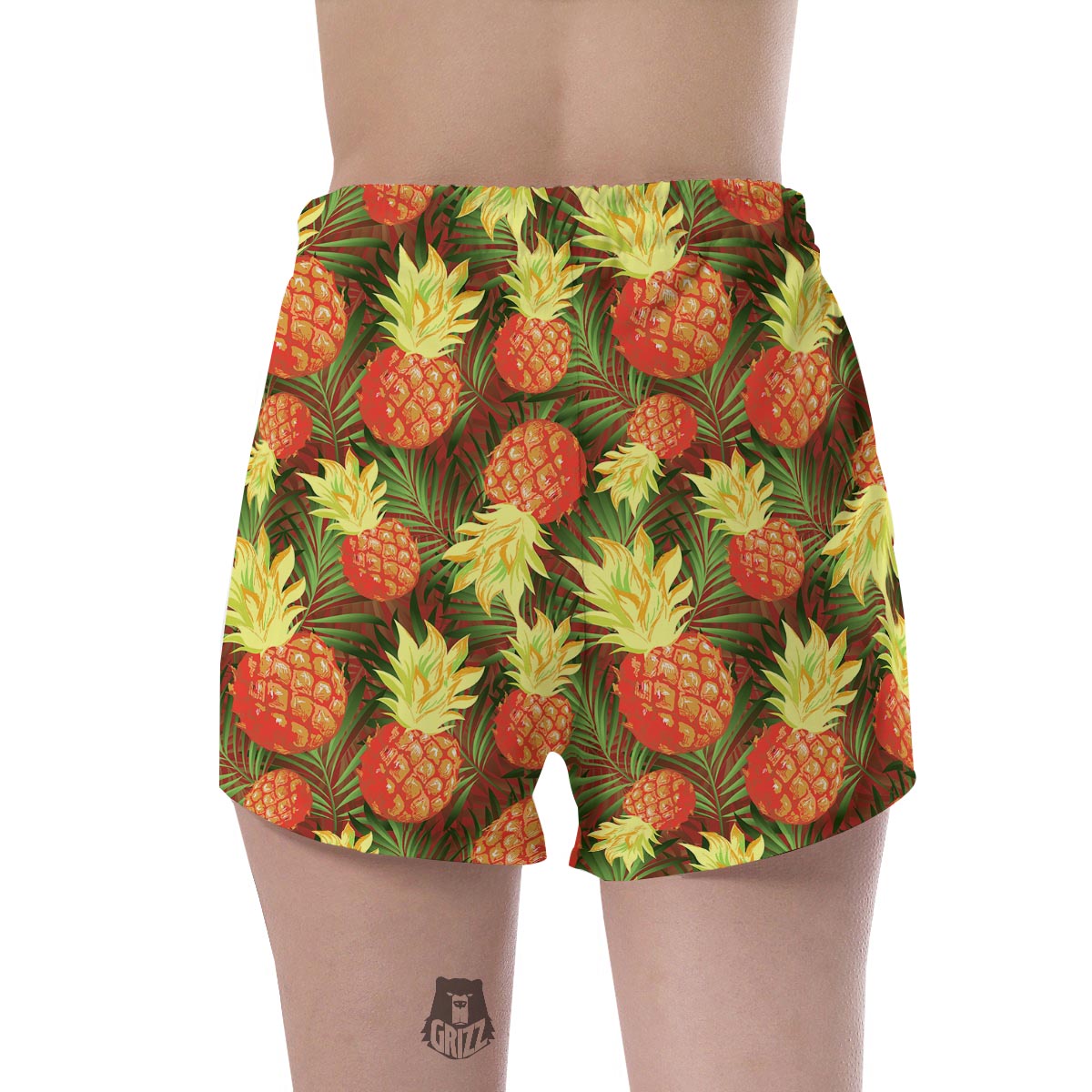 Yellow Neon Pineapple Hawaiian Print Women's Shorts-grizzshop