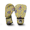 Yellow Paisley Pattern Print Boxing Gloves-grizzshop