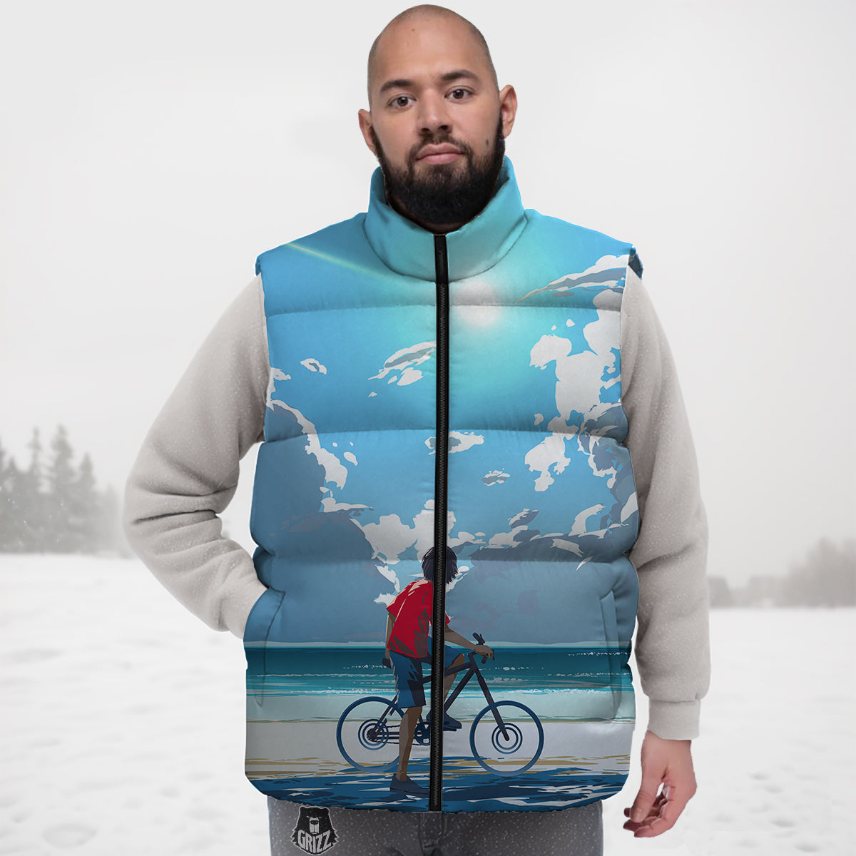 Young Man Looking At The Meteor Print Down Vest