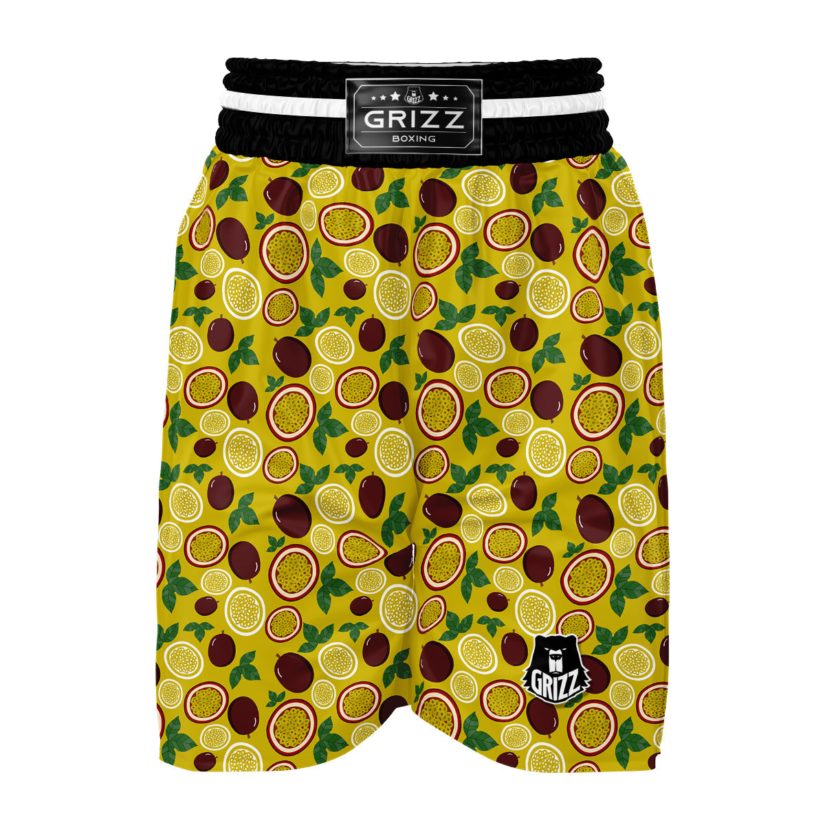 Yellow Passion Fruit Print Pattern Boxing Shorts-grizzshop