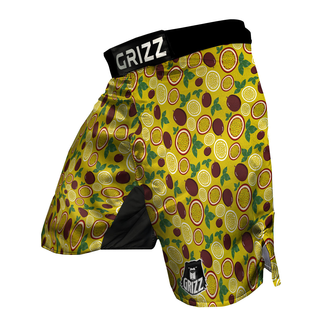Yellow Passion Fruit Print Pattern MMA Shorts-grizzshop