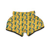 Yellow Peacock Floral Pattern Print Muay Thai Boxing Shorts-grizzshop