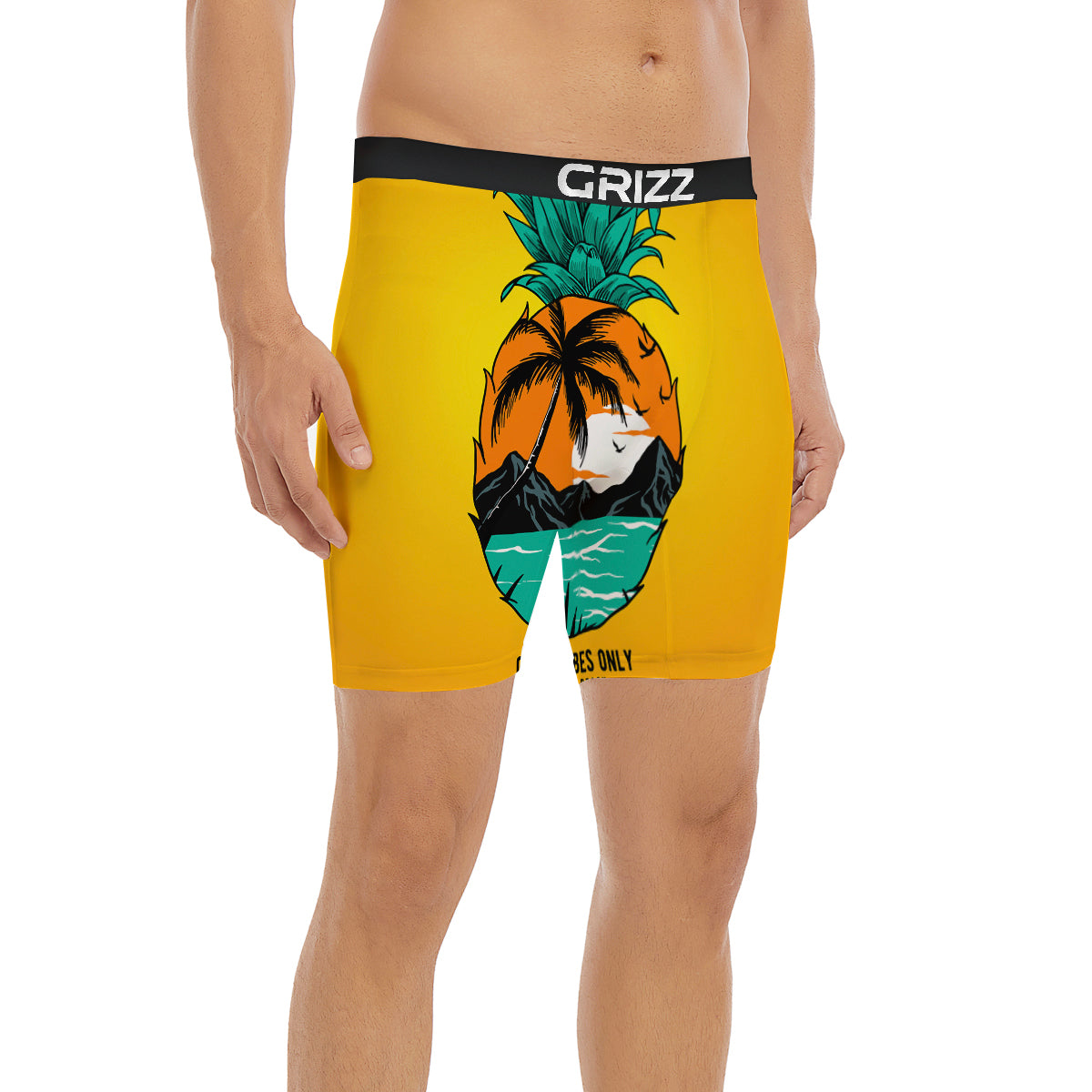 Yellow Pineapple Aloha Tropical Island Print Boxer Briefs-grizzshop