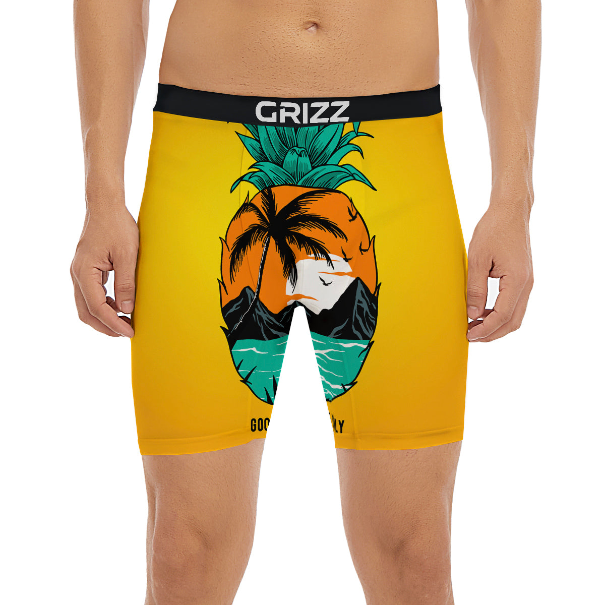 Yellow Pineapple Aloha Tropical Island Print Boxer Briefs-grizzshop