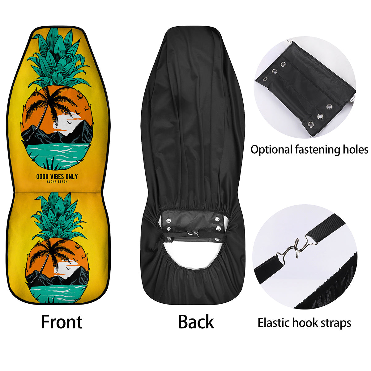 Yellow Pineapple Aloha Tropical Island Print Car Seat Covers-grizzshop