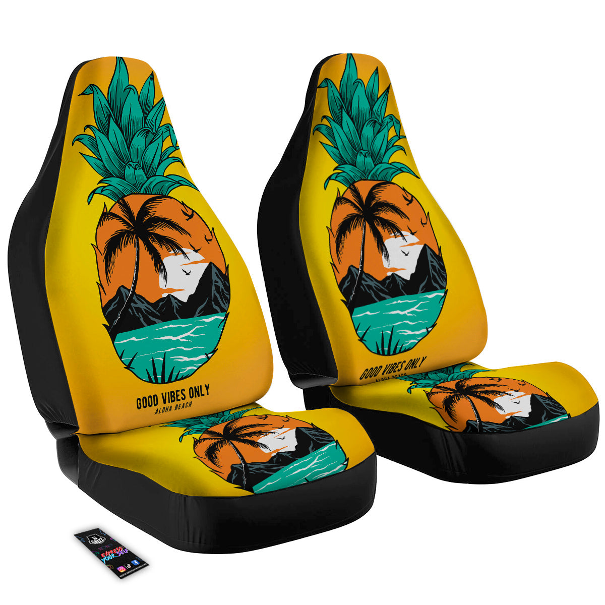 Yellow Pineapple Aloha Tropical Island Print Car Seat Covers-grizzshop