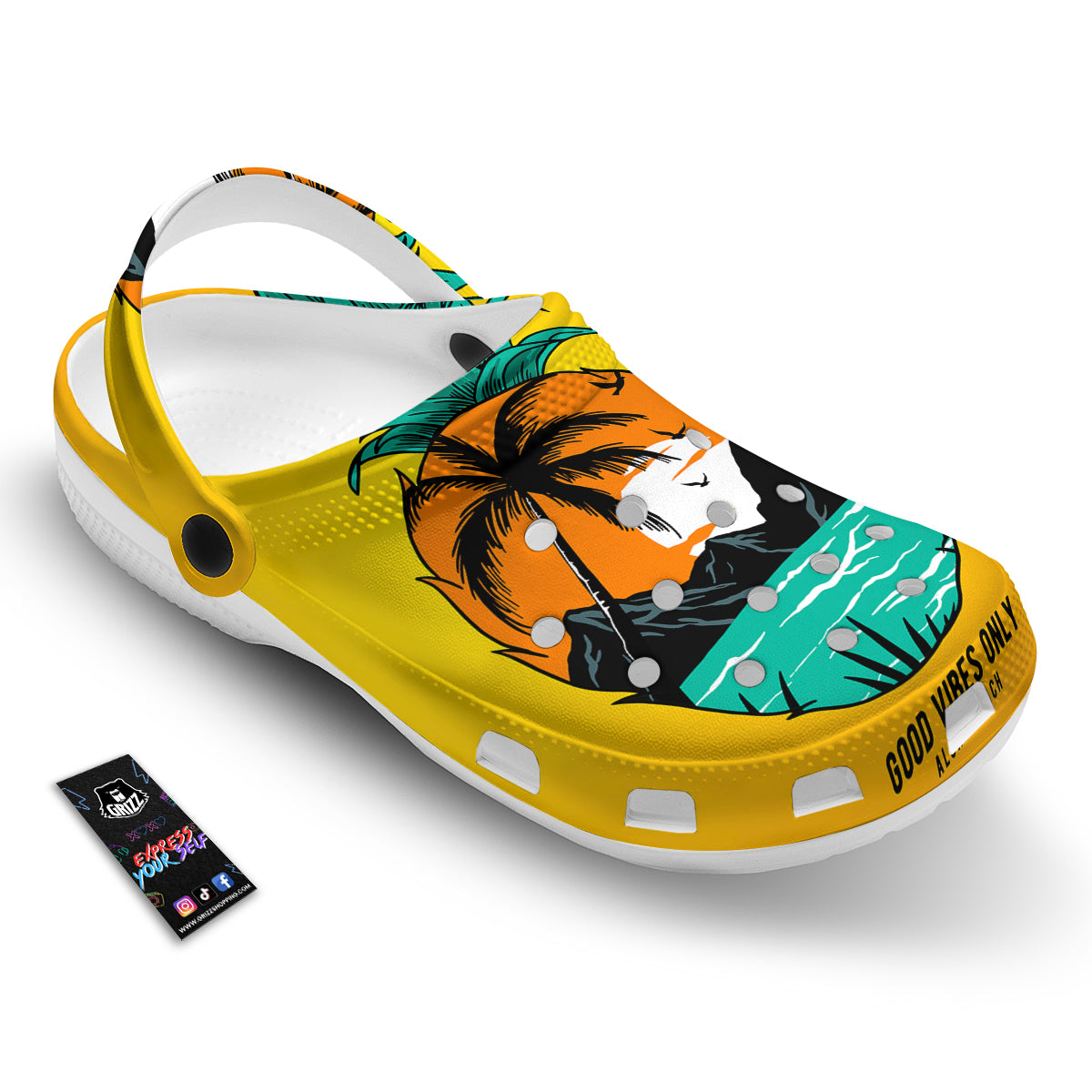 Yellow Pineapple Aloha Tropical Island Print Clog-grizzshop