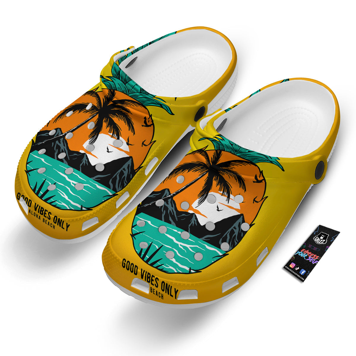 Yellow Pineapple Aloha Tropical Island Print Clog-grizzshop