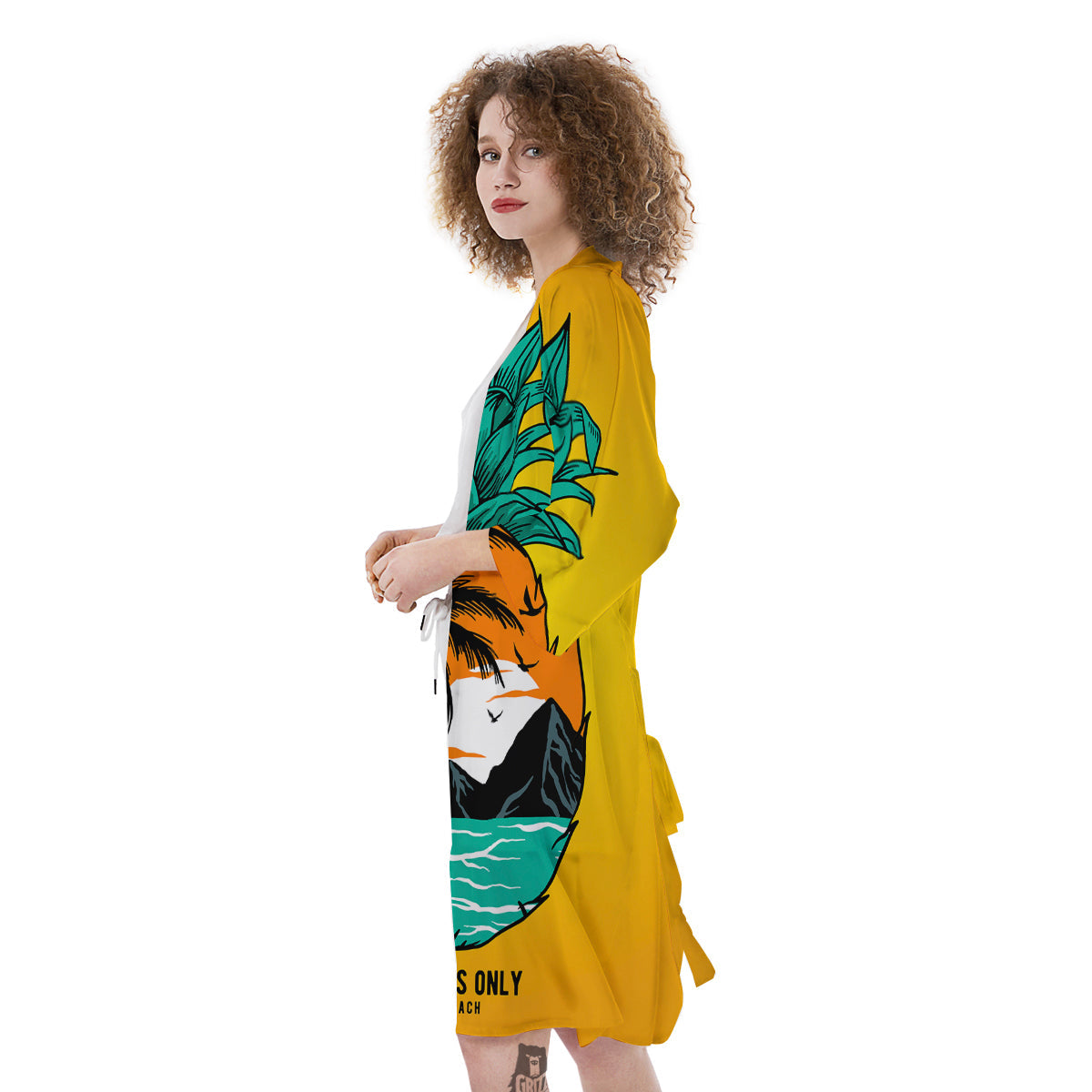 Yellow Pineapple Aloha Tropical Island Print Kimono-grizzshop