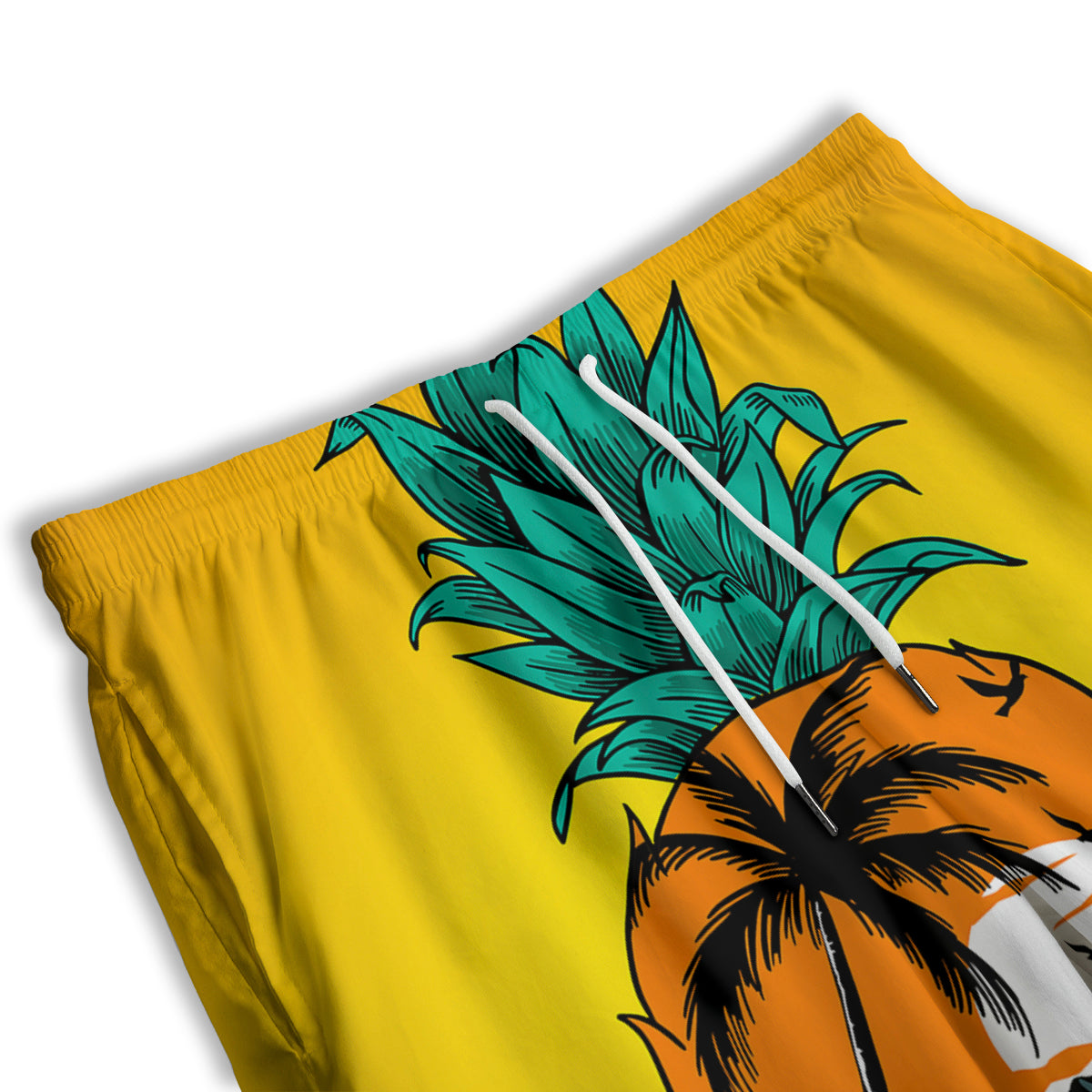 Yellow Pineapple Aloha Tropical Island Print Men's Athletic Shorts