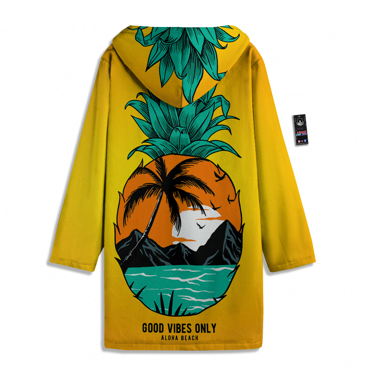 Yellow Pineapple Aloha Tropical Island Print Men's Windbreaker Jacket-grizzshop