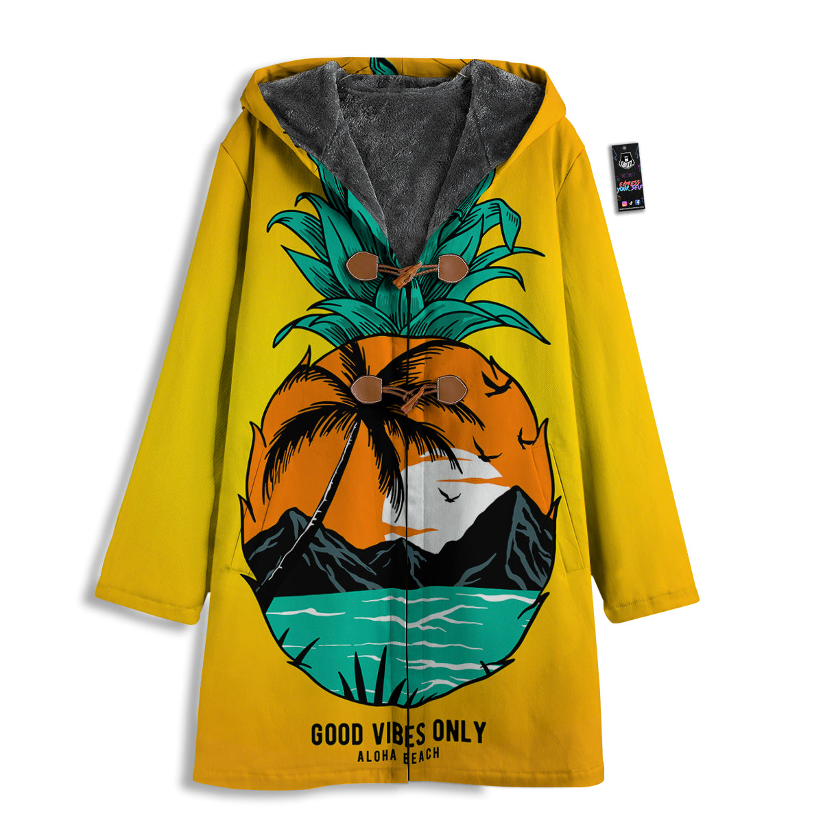 Yellow Pineapple Aloha Tropical Island Print Men's Windbreaker Jacket-grizzshop