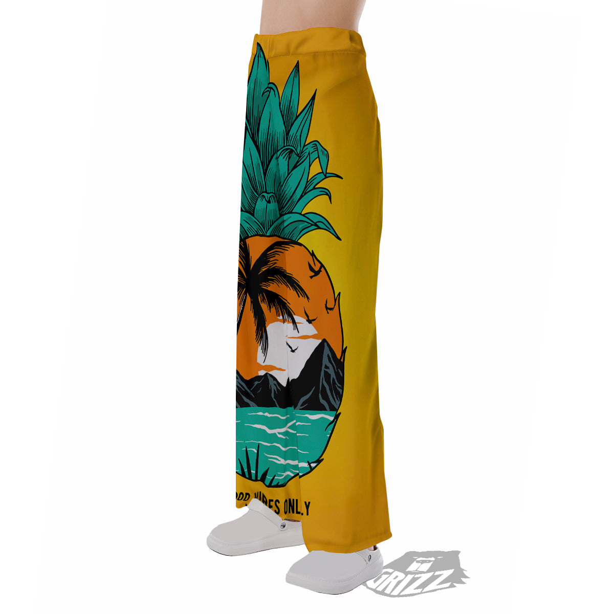 Yellow Pineapple Aloha Tropical Island Print Pajama Pants-grizzshop