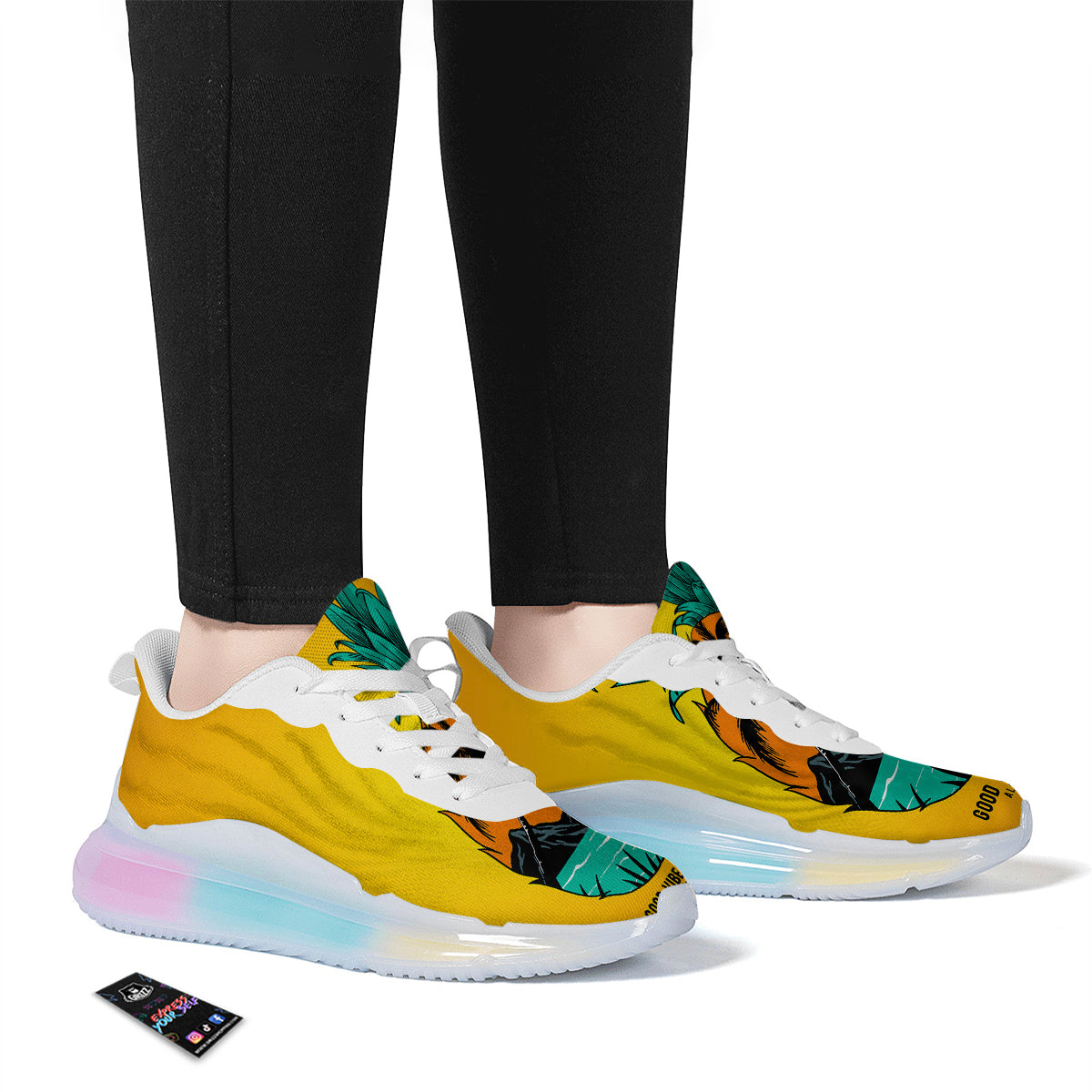 Yellow Pineapple Aloha Tropical Island Print Running Sneakers-grizzshop
