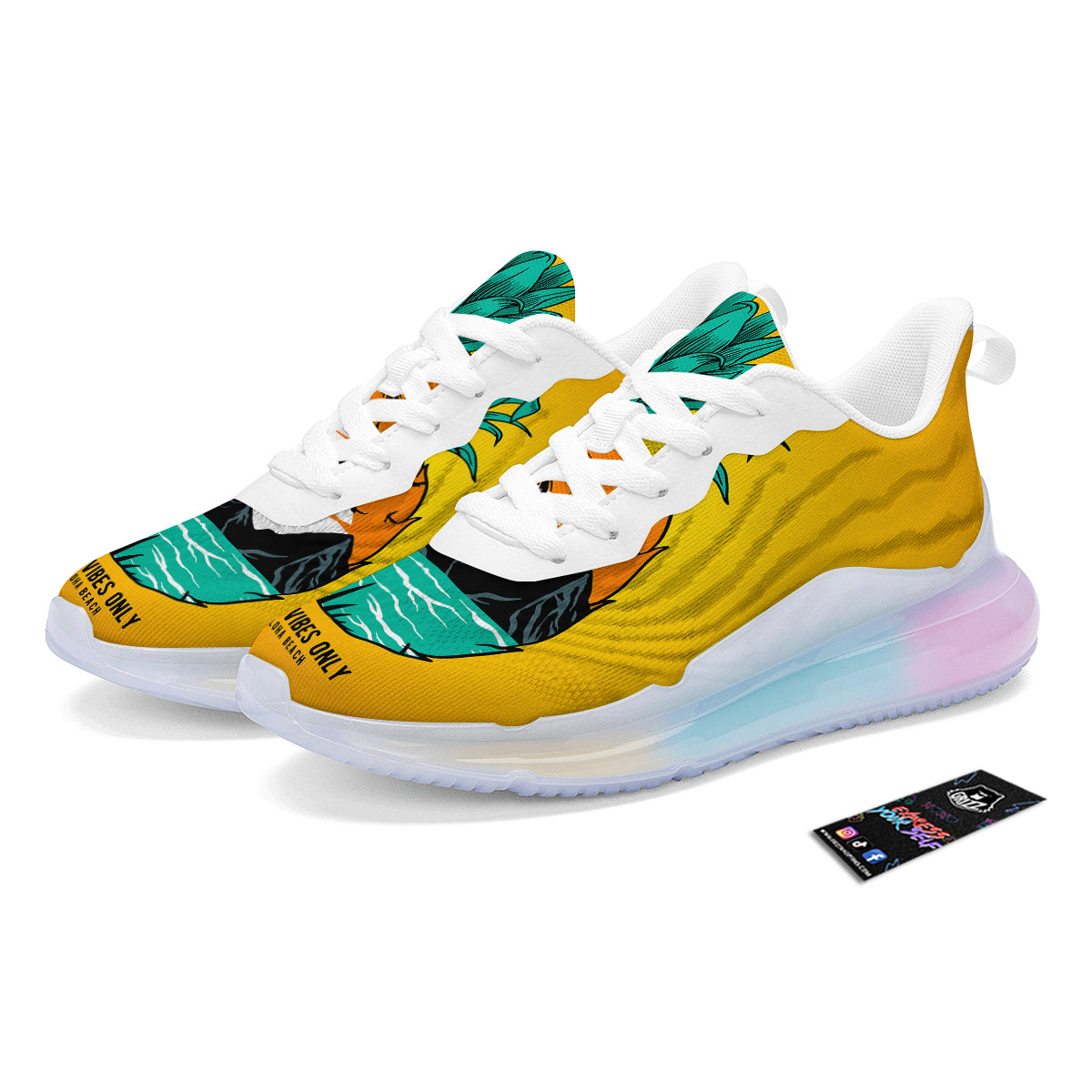 Yellow Pineapple Aloha Tropical Island Print Running Sneakers-grizzshop