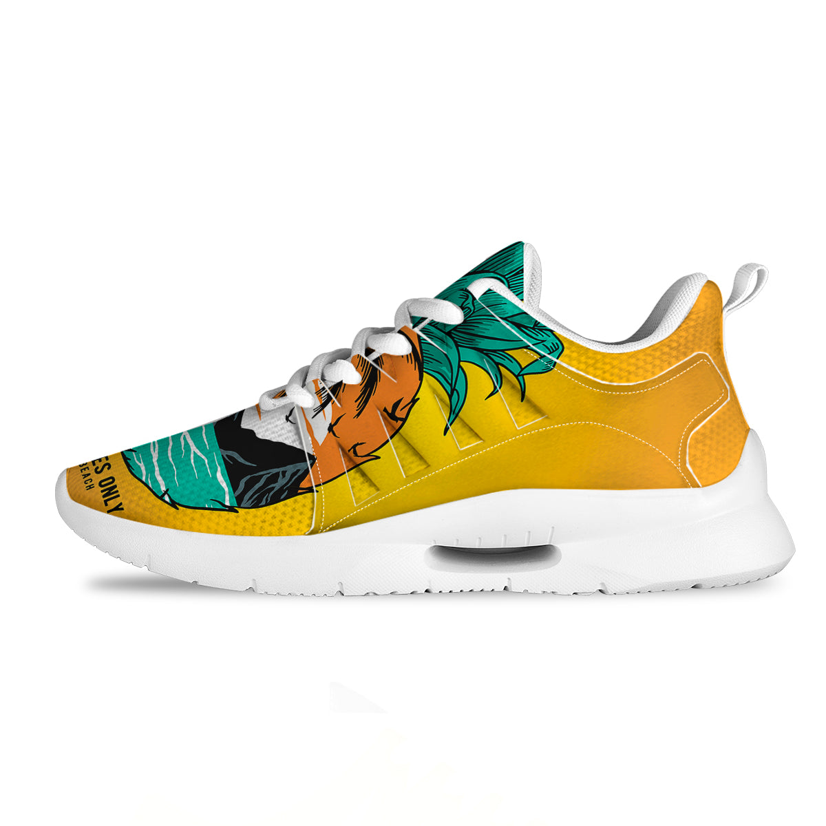 Yellow Pineapple Aloha Tropical Island Print Tennis Shoes-grizzshop