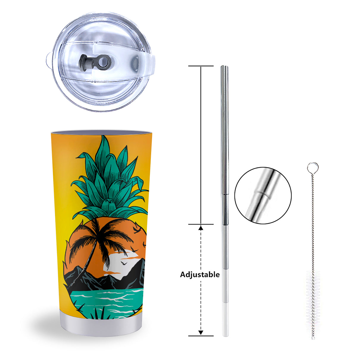 Yellow Pineapple Aloha Tropical Island Print Tumbler-grizzshop