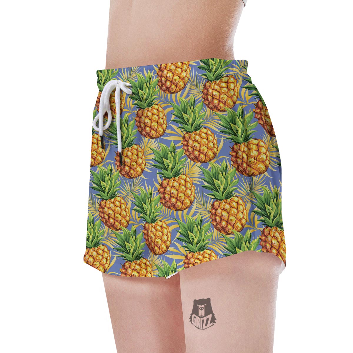 Yellow Pineapple Hawaiian Print Women's Shorts-grizzshop
