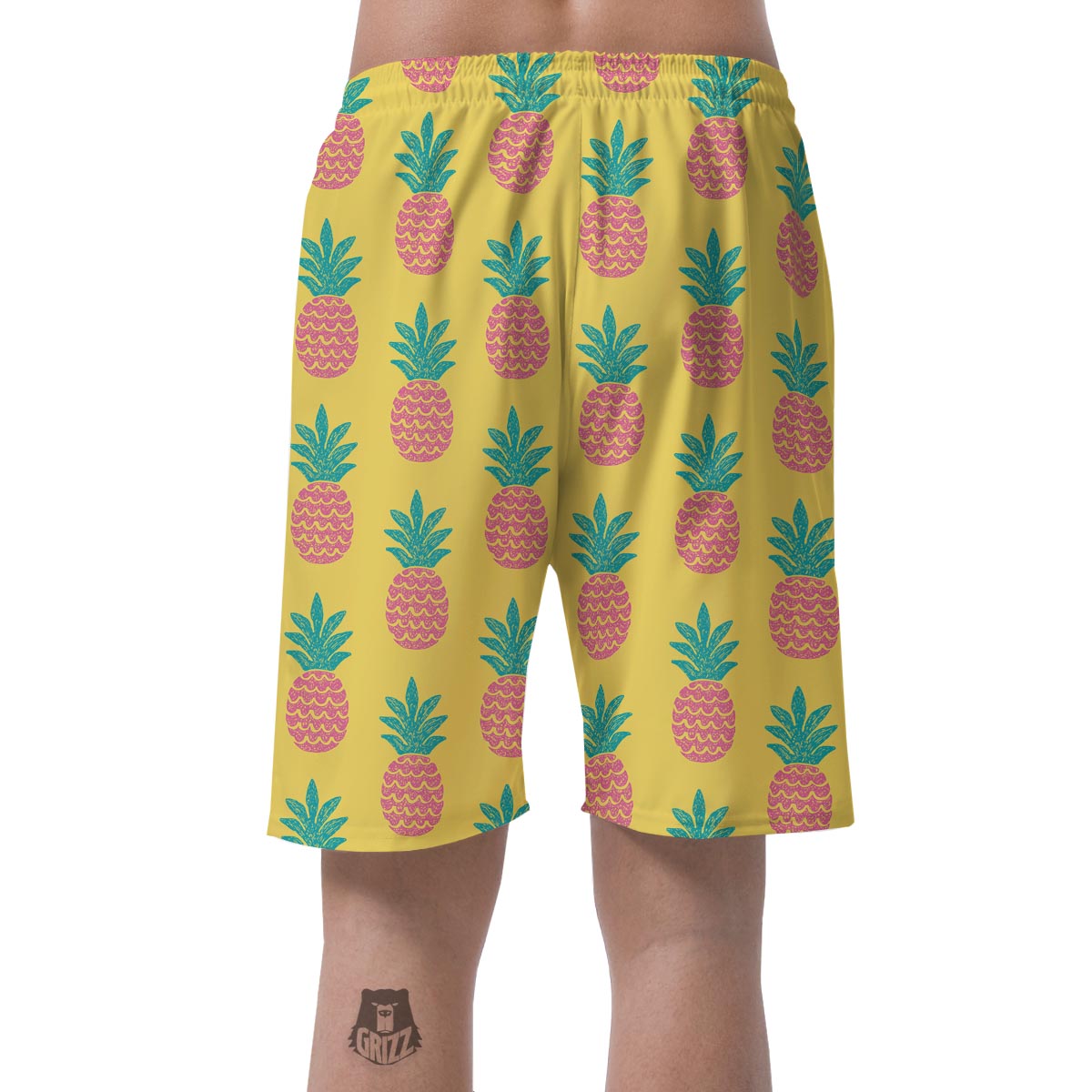 Yellow Pineapple Print Men's Shorts-grizzshop